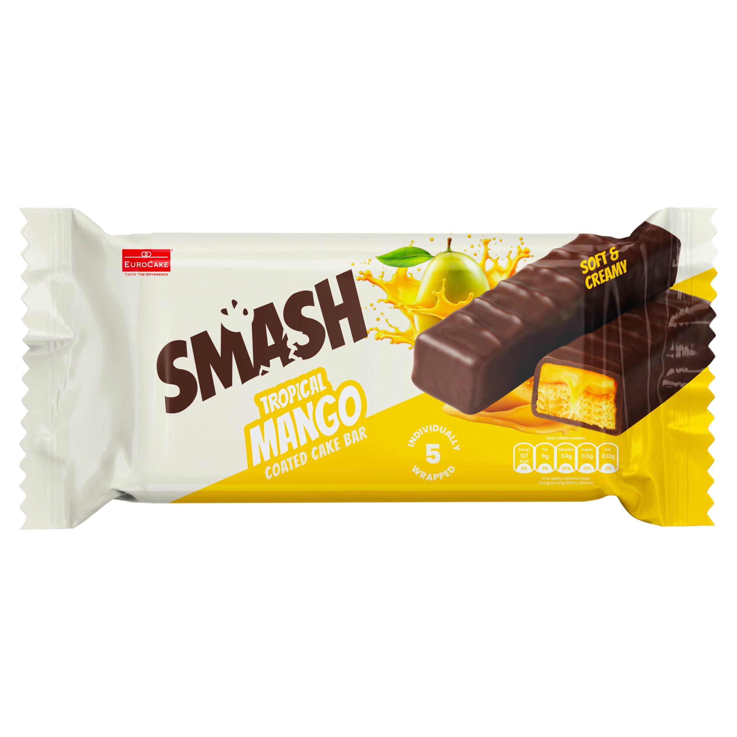EuroCake Taste the Difference Smash Tropical Mango Coated Cake Bar 5 x 28g (140g)