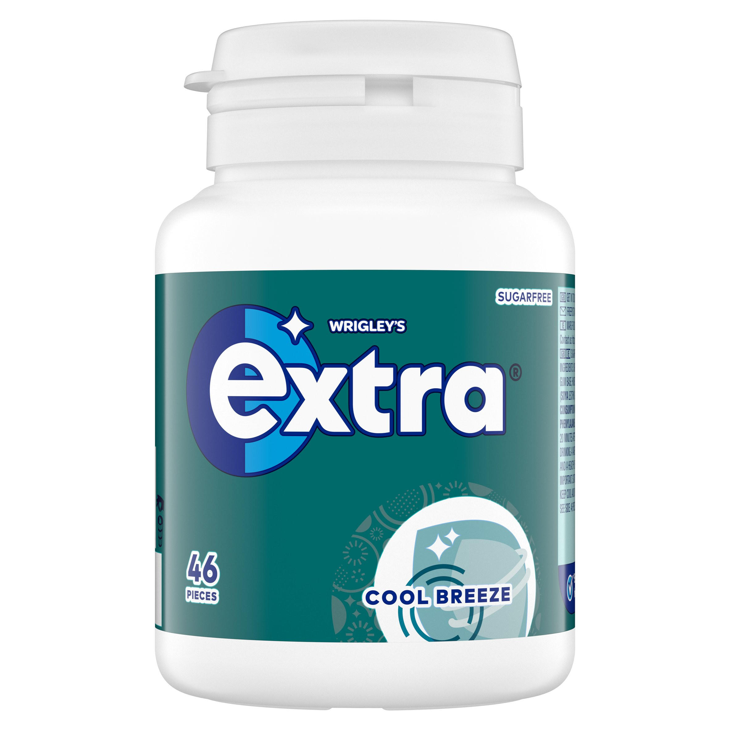 Extra Cool Breeze Chewing Gum Sugar Free Bottle 46 pieces (1x6x6 Bottles)