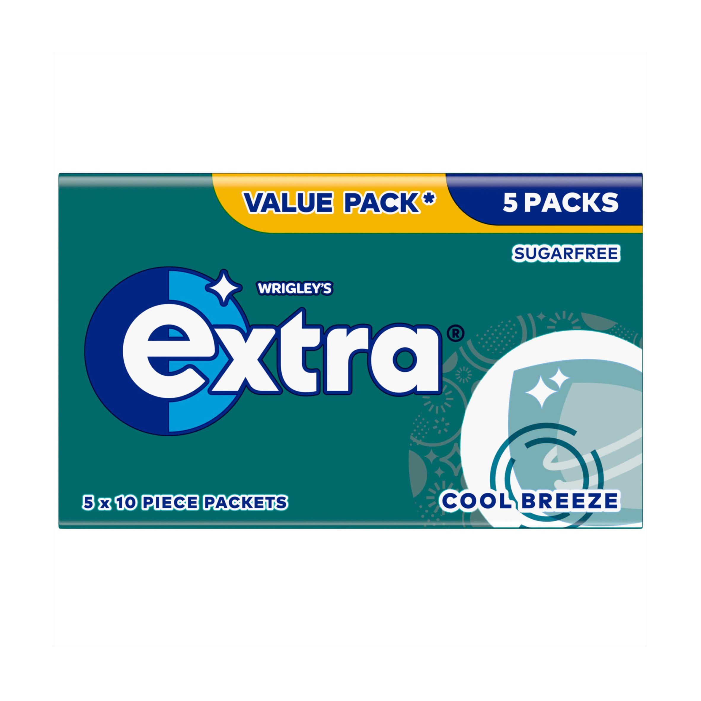 Extra Cool Breeze Sugarfree Chewing Gum Multipack 5 x 10 Pieces