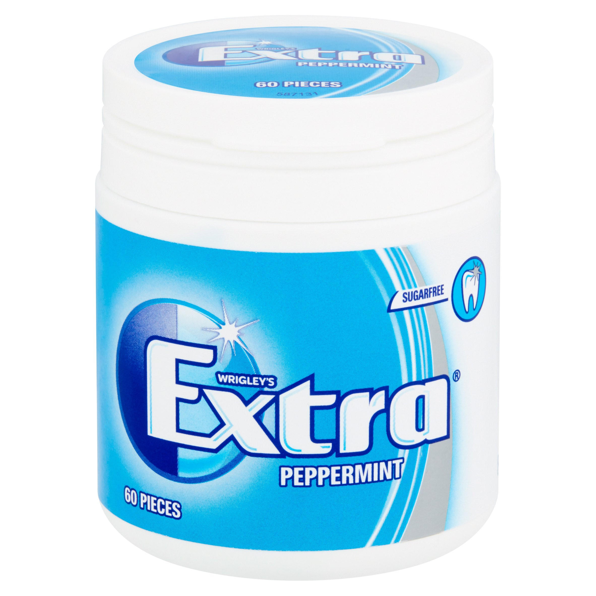 Extra Peppermint Chewing Gum Sugar Free Bottle 60 Pieces Chewing Gum