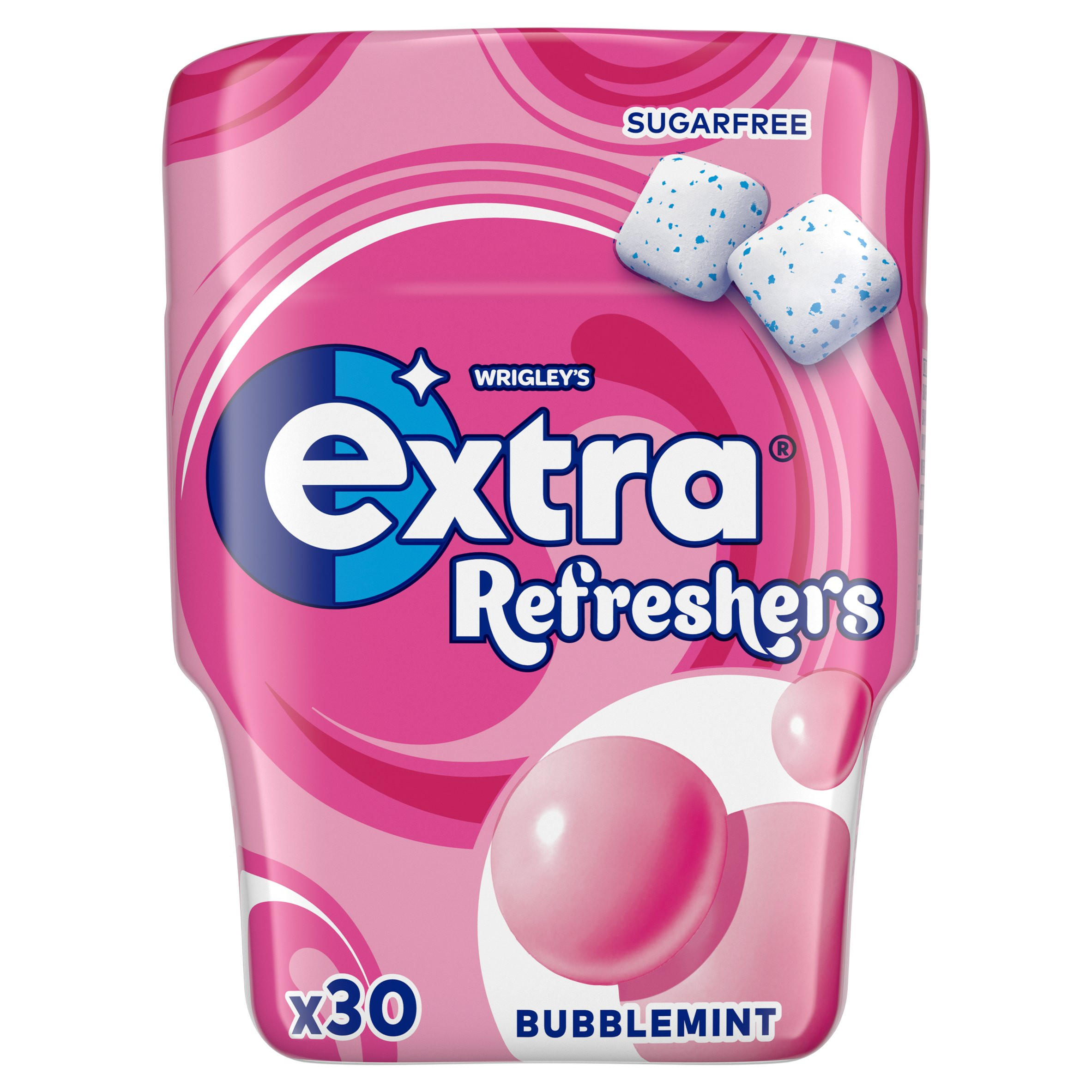 Extra Refreshers Bubblemint Sugar Free Chewing Gum Bottle 30 Pieces Chewing Gum & Mints
