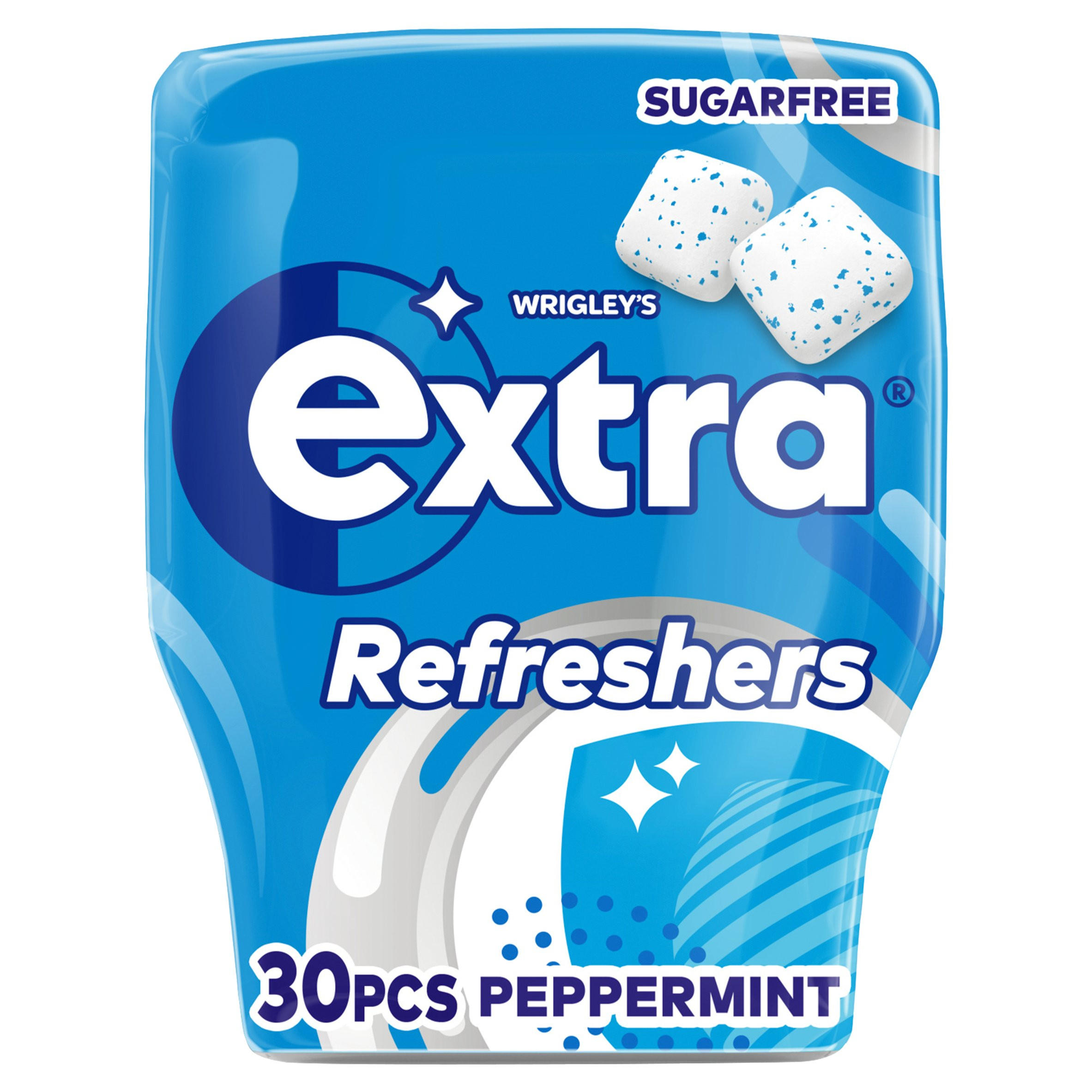 Extra Refreshers Peppermint Sugarfree Chewing Gum Bottle 30 Pieces