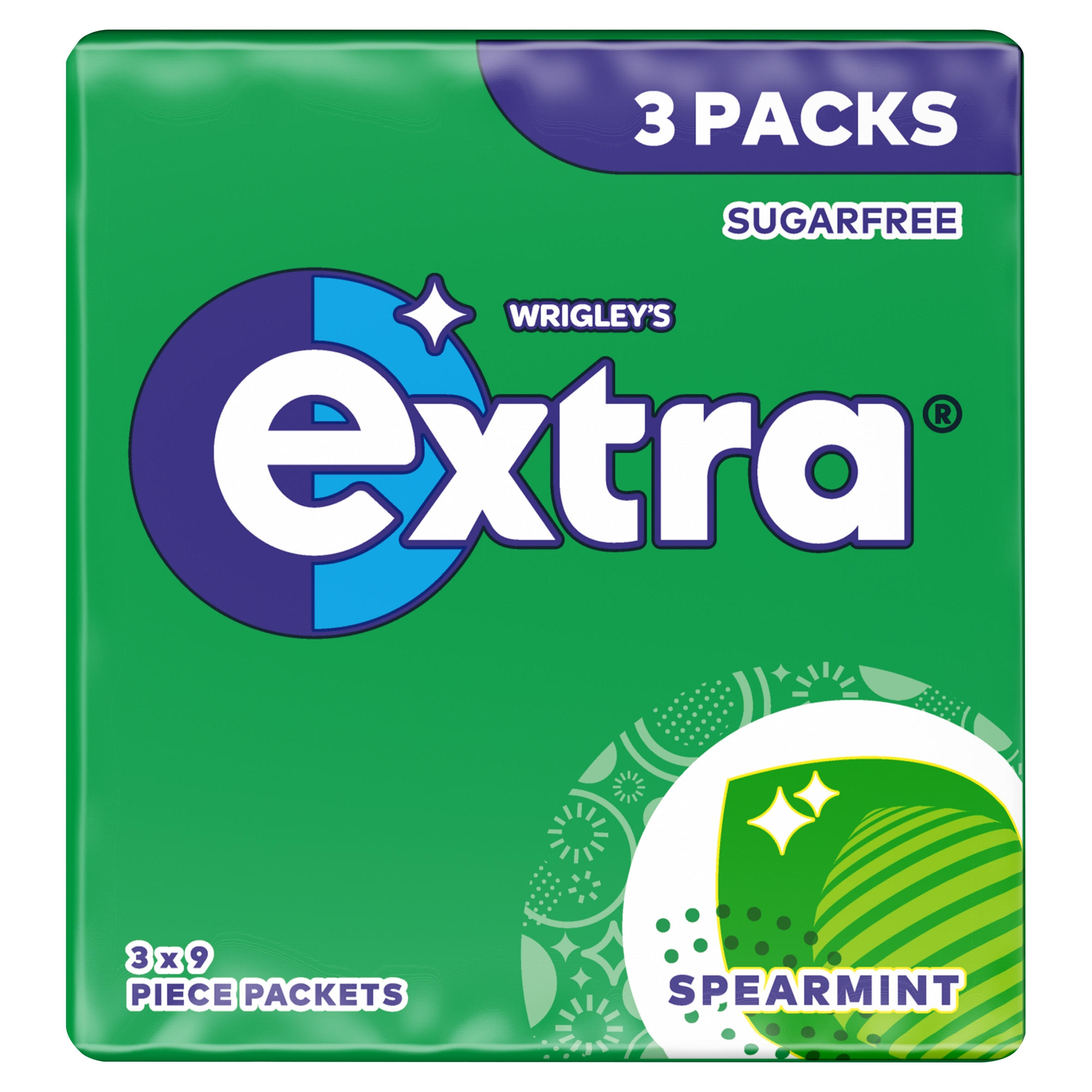 Extra White Bubblemint Sugarfree Chewing Gum Multipack 3x9 Pieces
