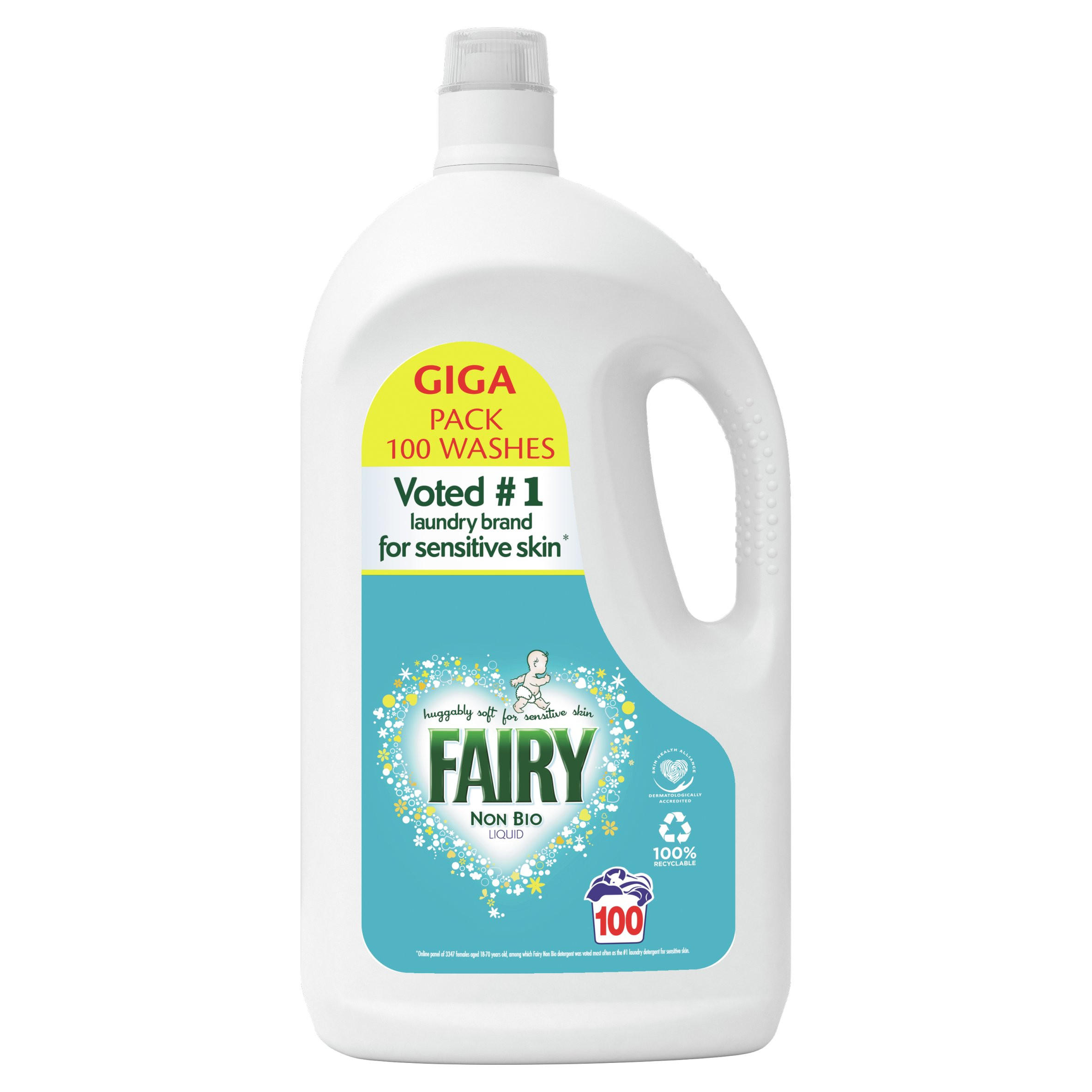 Fairy Non Bio Washing Liquid 3.5L, 100 Washes Washing Up & Dishwasher