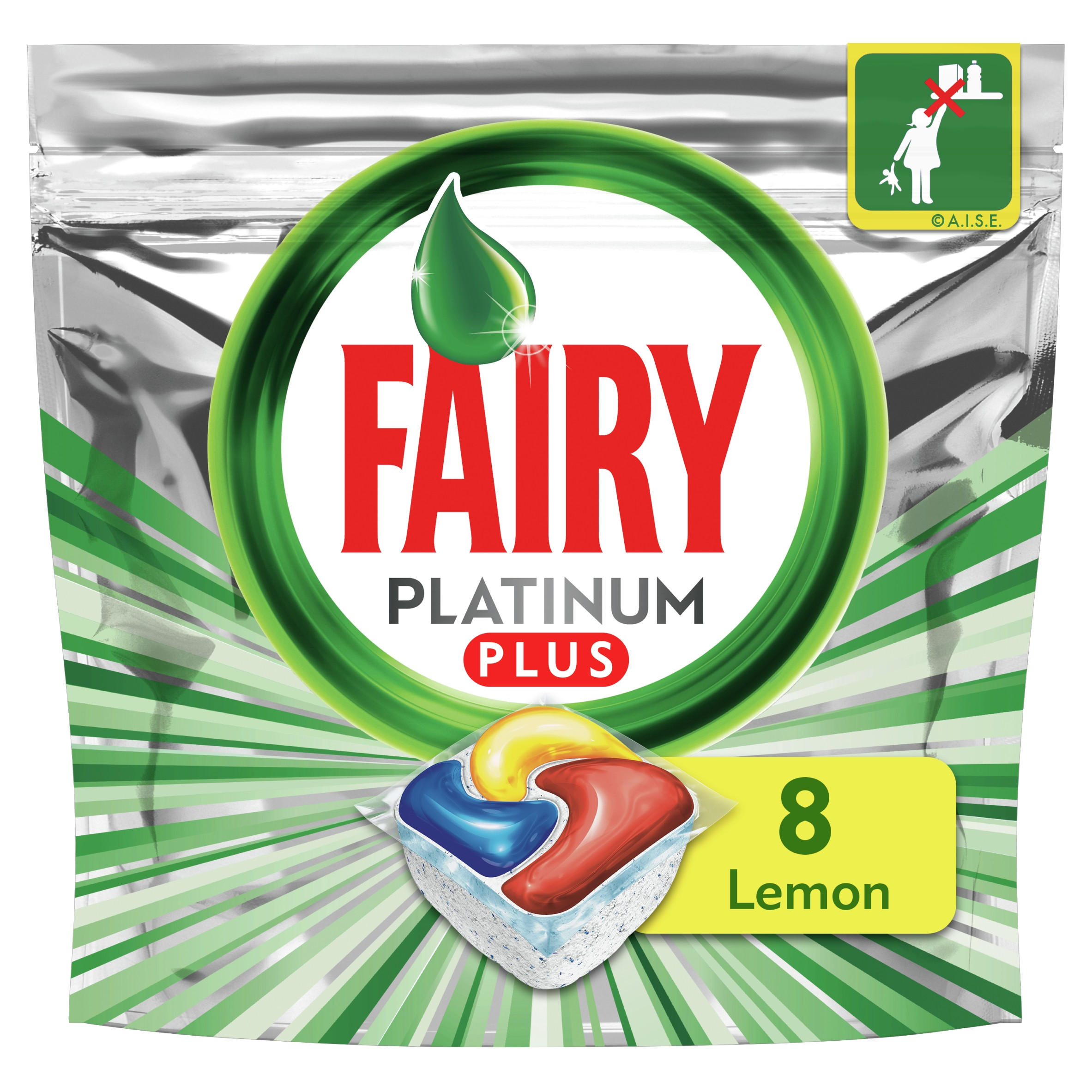 Fairy Platinum Plus Dishwasher Tablets, Lemon, 8 Tablets, Washing Up & Dishwasher  Tablets