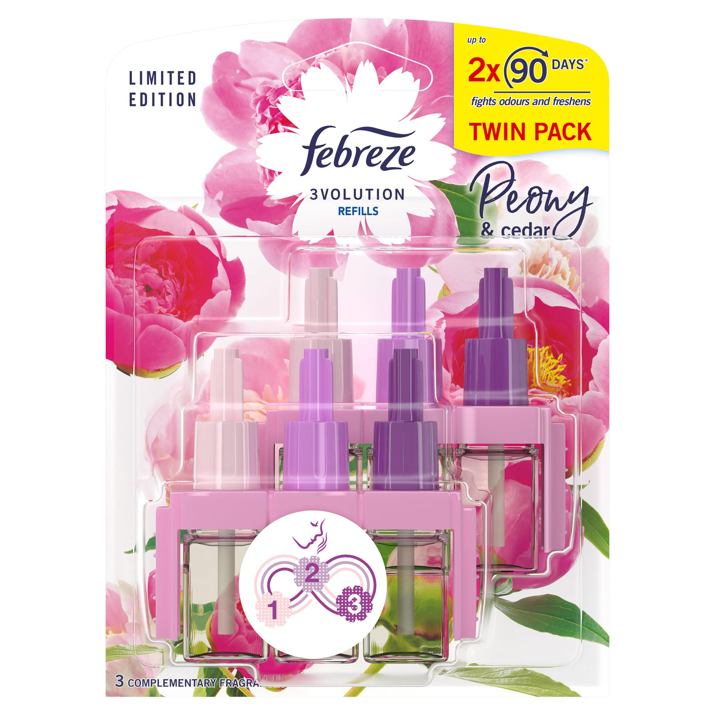 Febreze 3Volution Air Freshener Plug In Refill Peony Cedar Twin Pack