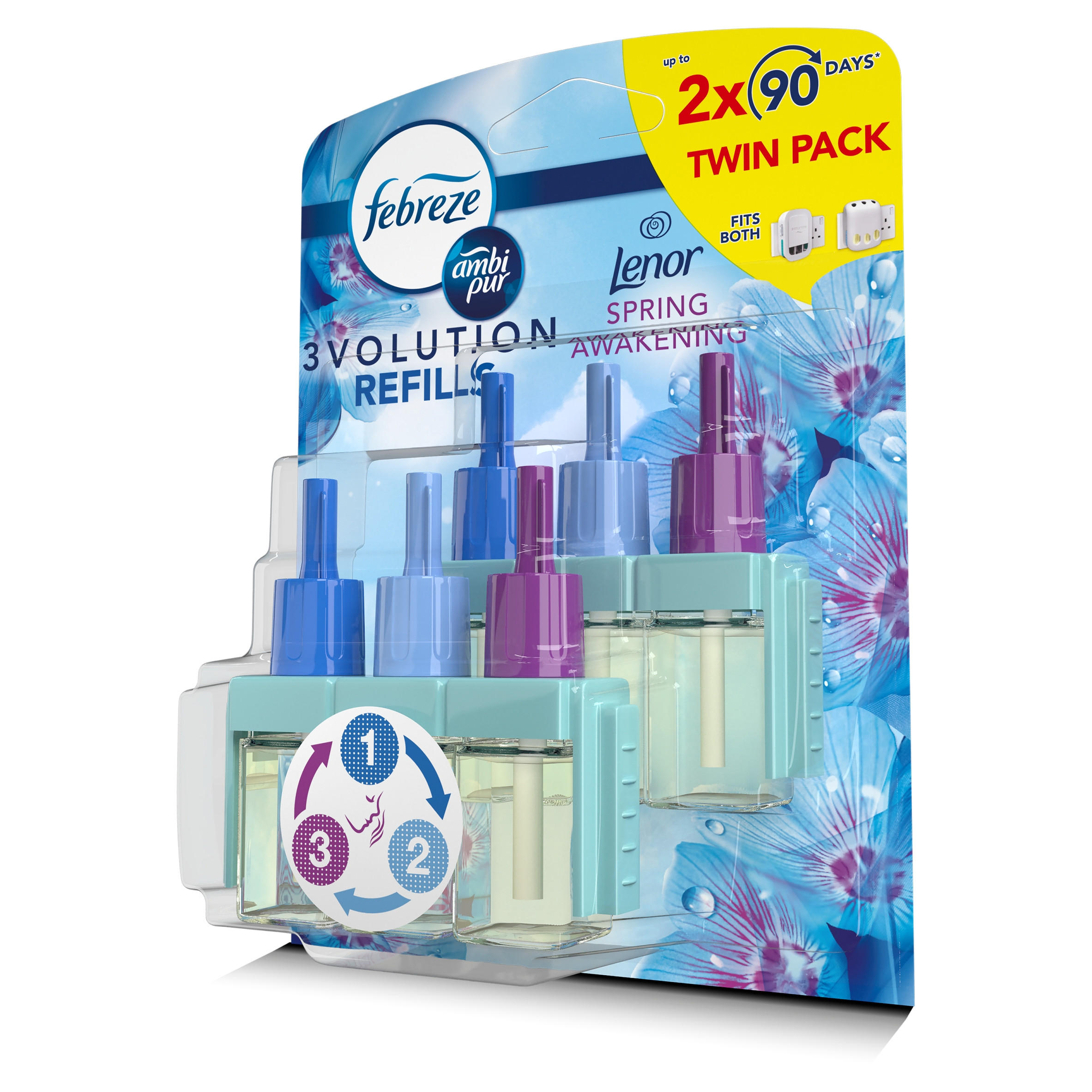Febreze Ambi Pur 3Volution Plug in Refill Air Freshener 2X90 days pack of 1  & 2