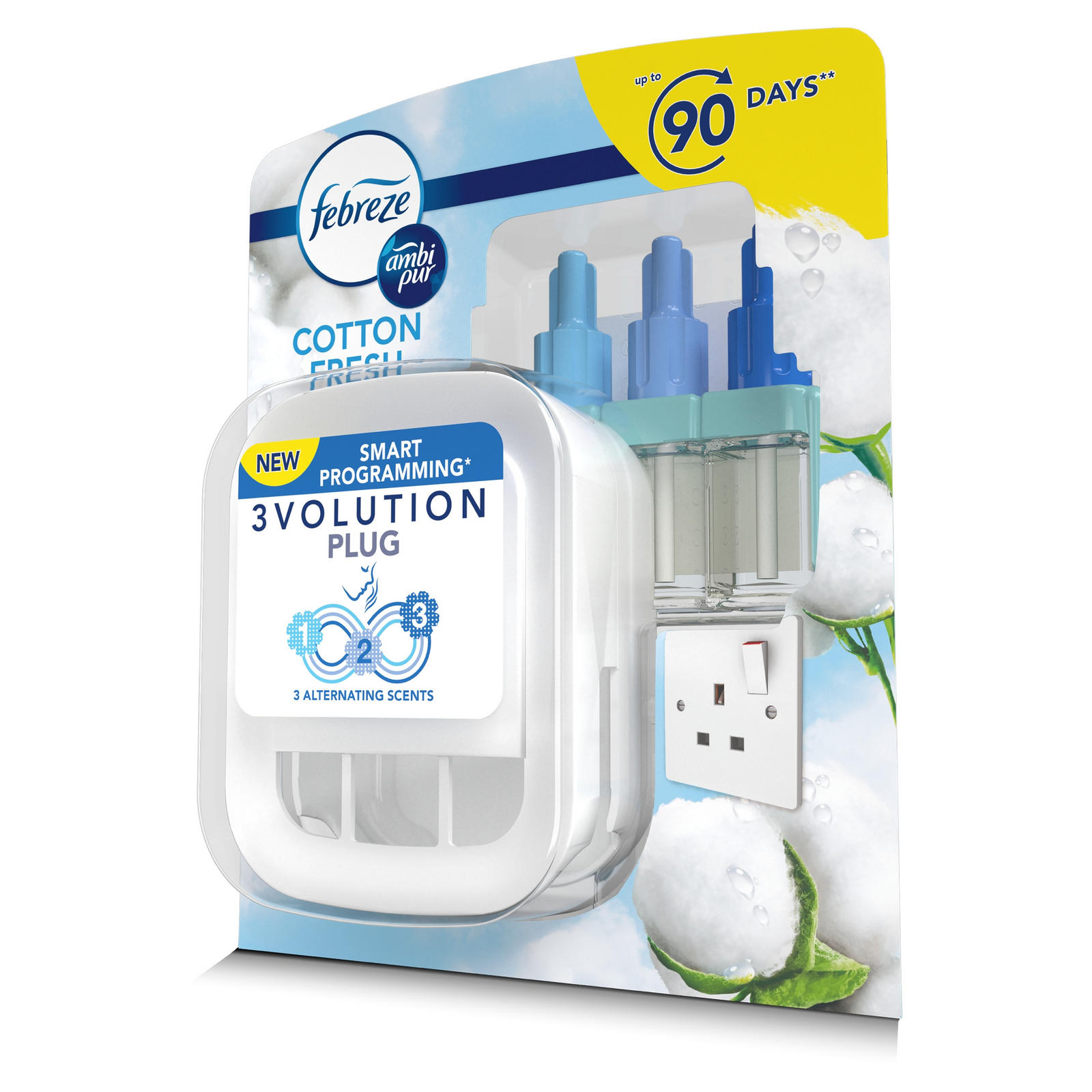 Febreze 3Volution Smart Programming Air Freshener Plug-In Starter Kit  Cotton Fresh 20ML, Home Accessories