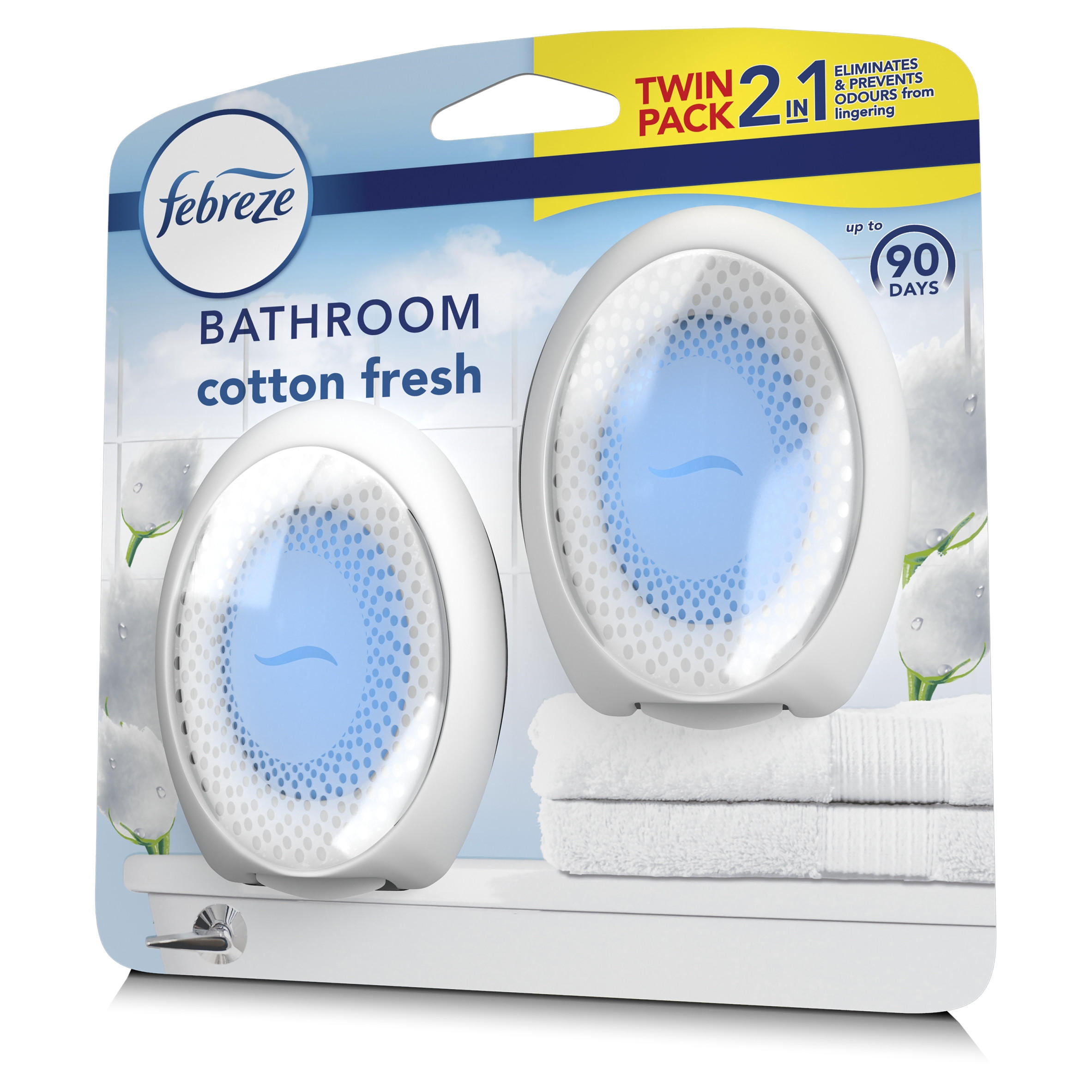 Febreze Bathroom Continuous Air Freshener Cotton Fresh Twin Pack 87717 T551 