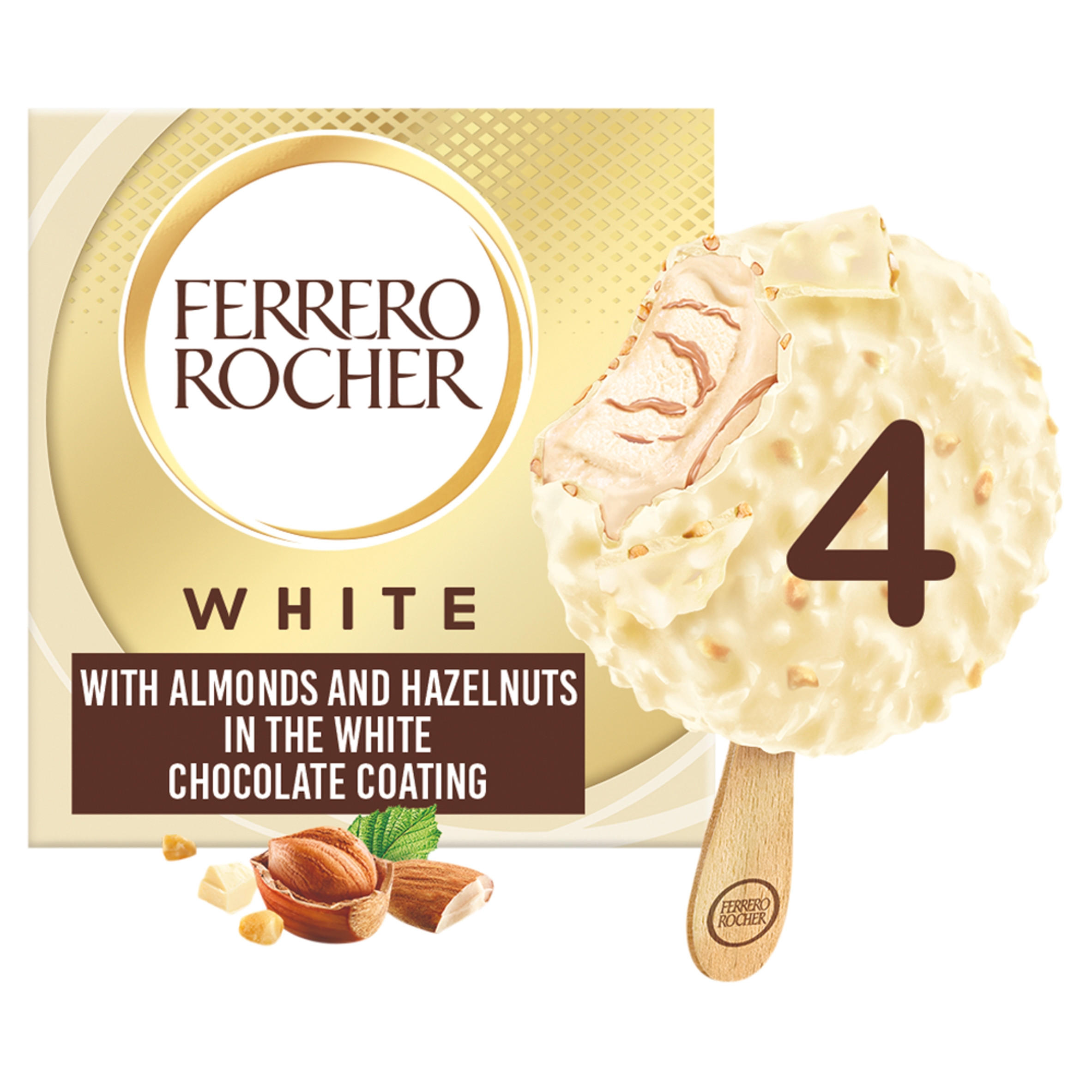 Ferrero Rocher White Ice Cream 4 x 70ml | Ice Cream Cones, Sticks ...