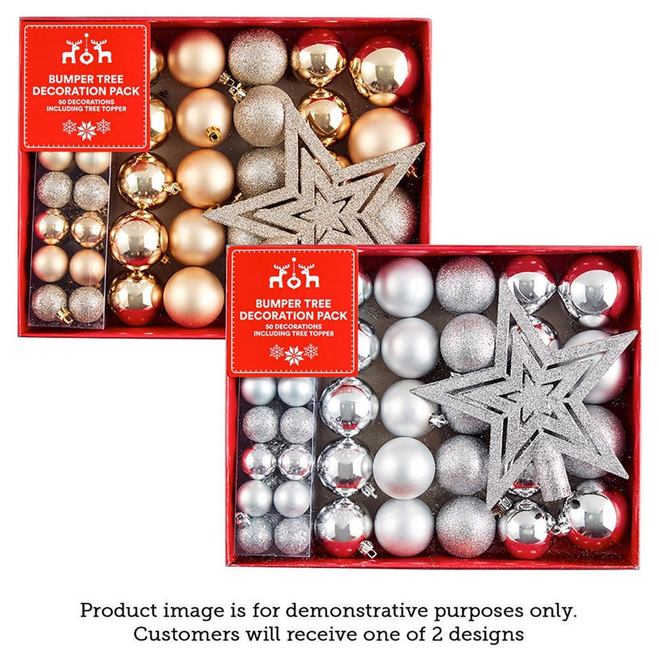 Festive 50pk Christmas Baubles Novelty Gifts Iceland Foods