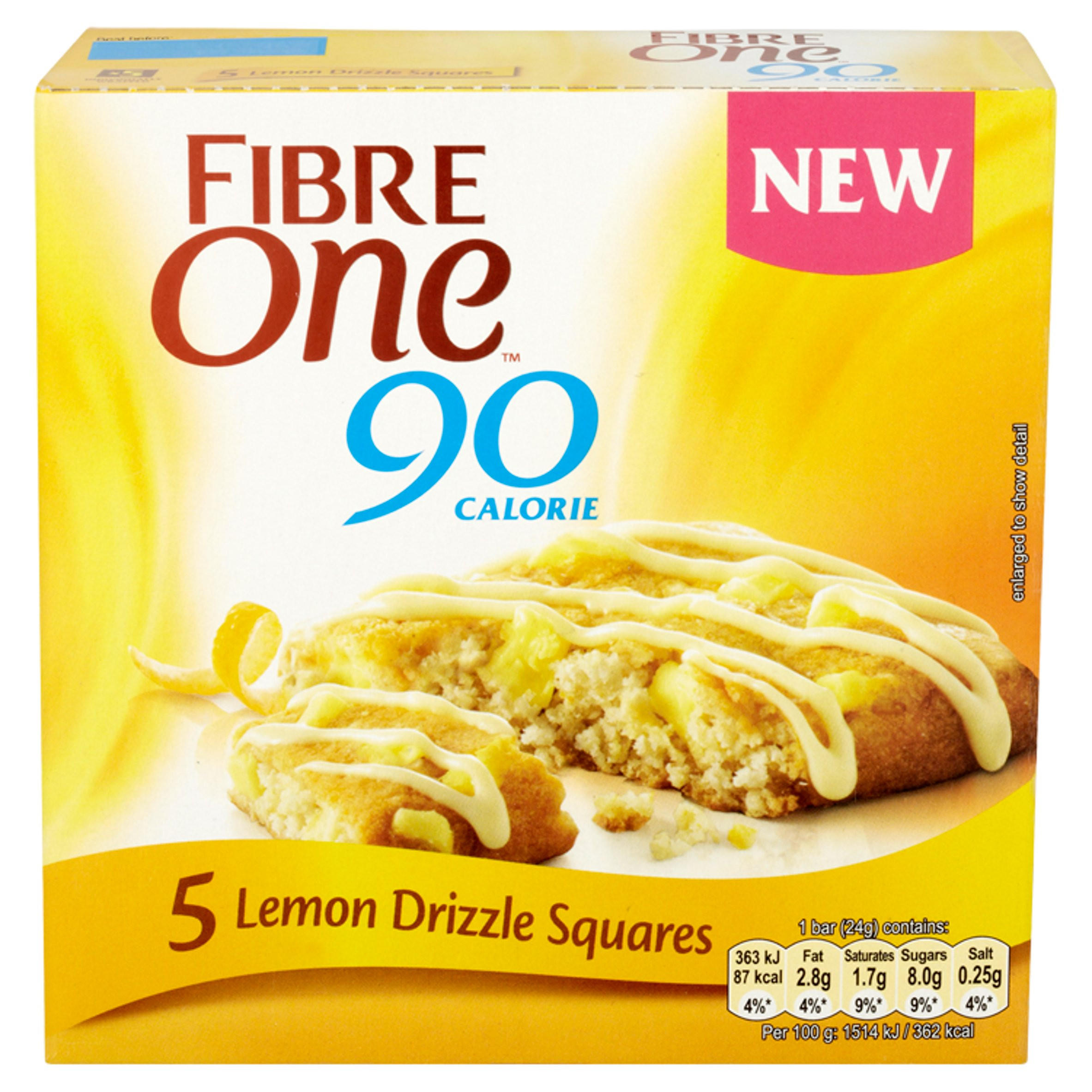 Fibre One 90 Calorie Lemon Drizzle High Fibre Squares 5x24g Cereal