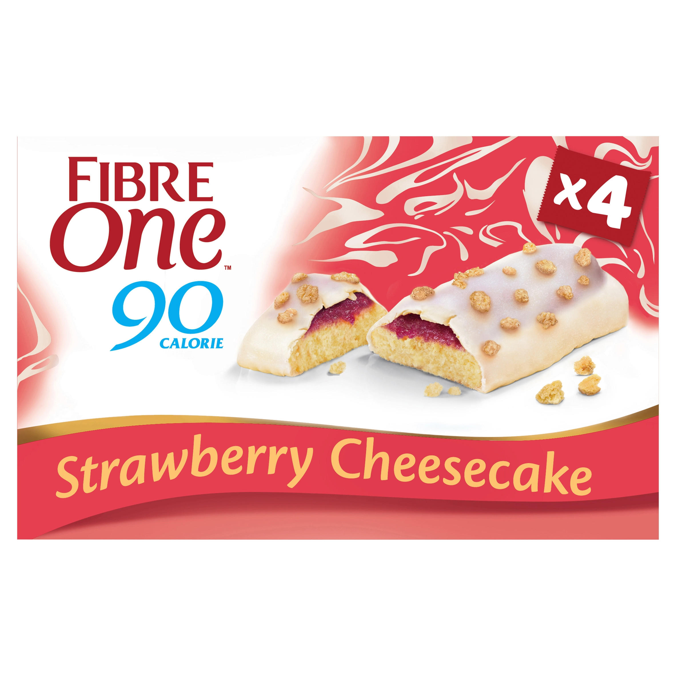 Fibre One 90 Calorie Strawberry Flavour Cheesecake Bars 4 x 25g (100g