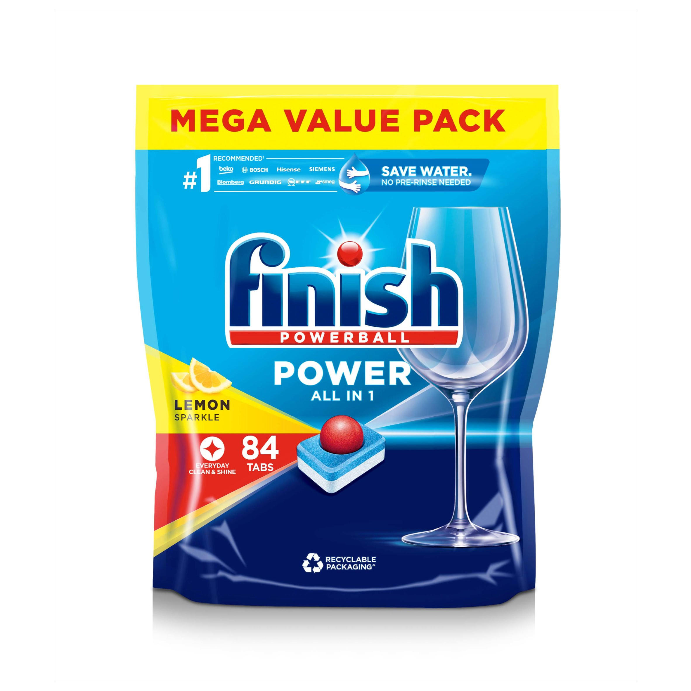 Finish All in One Dishwasher Tablets Lemon 84 Tablets Washing Powders