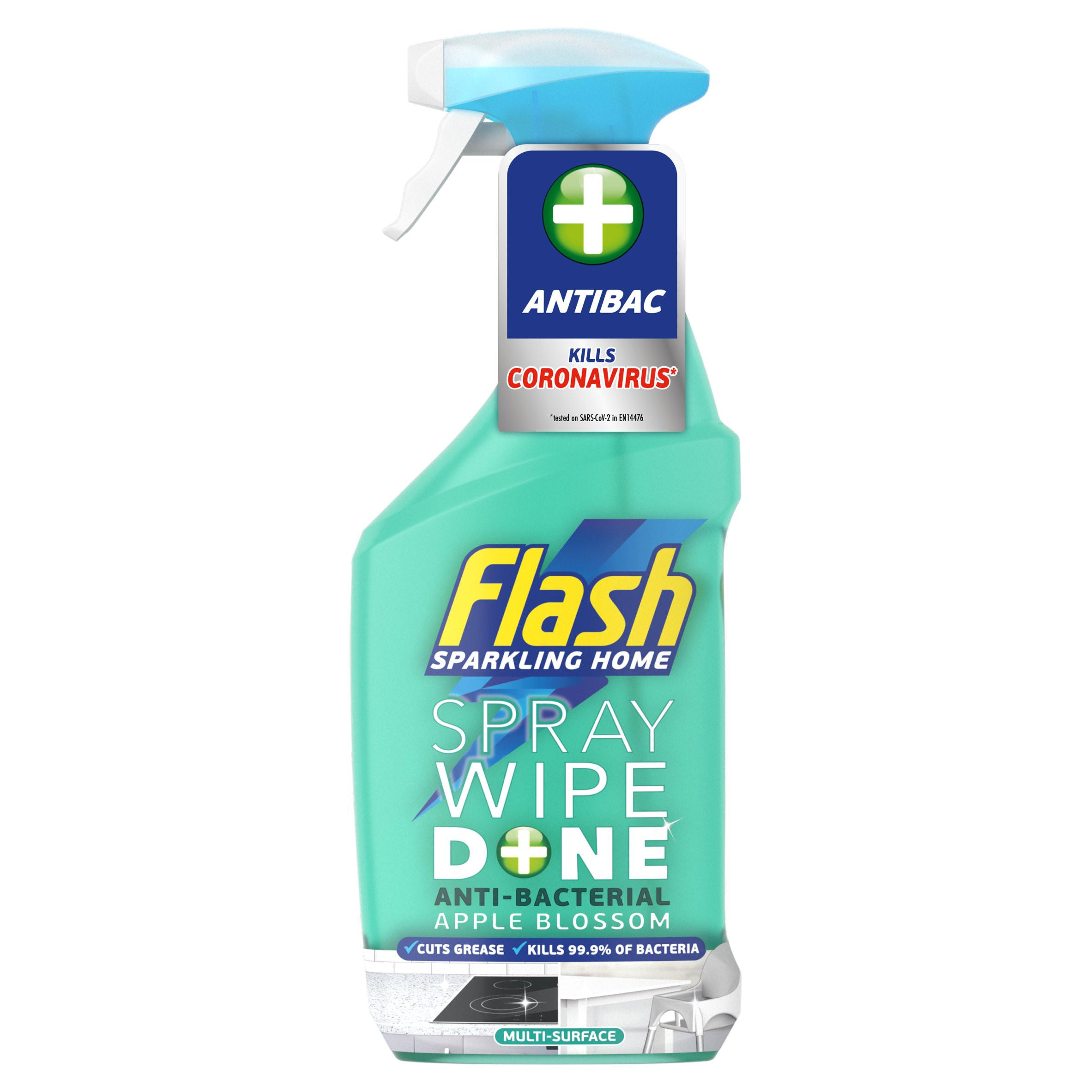 Flash Antibacterial Spray.Wipe.Done. Multi Purpose Cleaner Apple 800ML