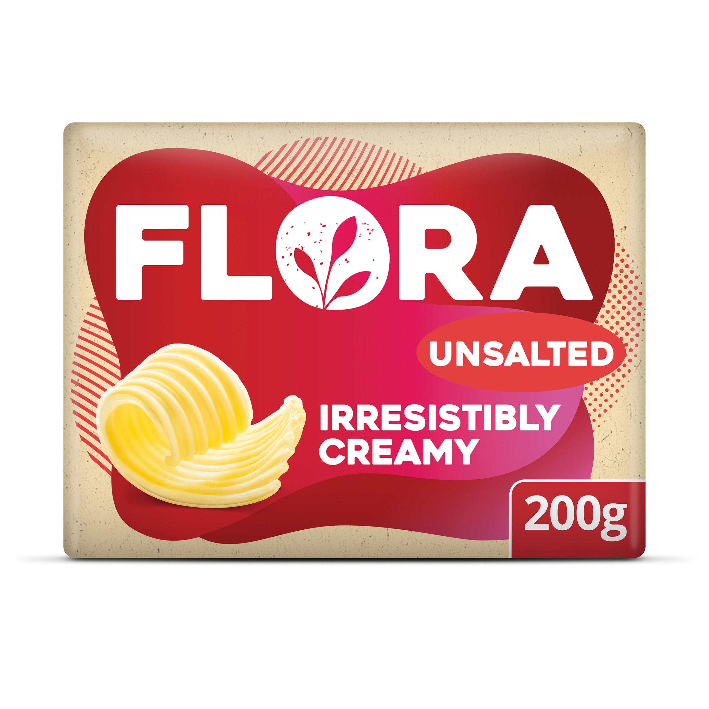 Flora Butter Unsalted Block 200g, folic acid free