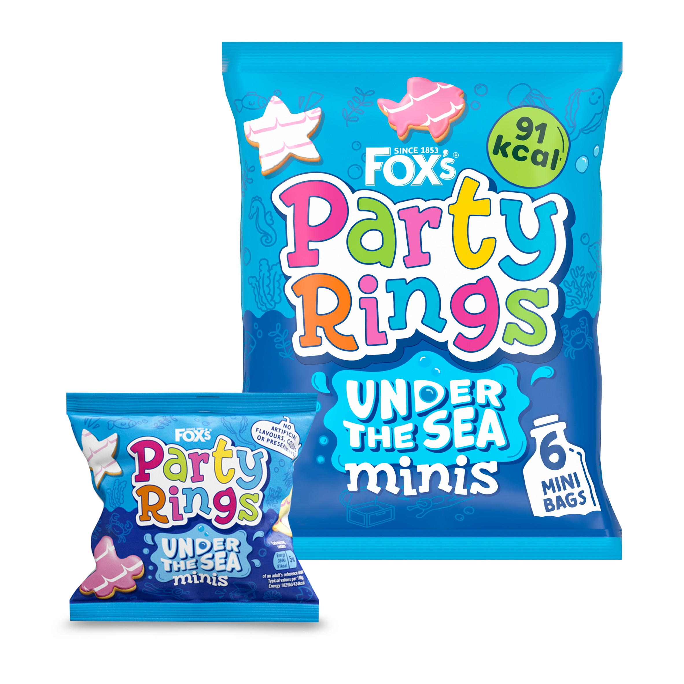 Fox's Party Rings Mini Biscuits Multipack, 6 x 21g