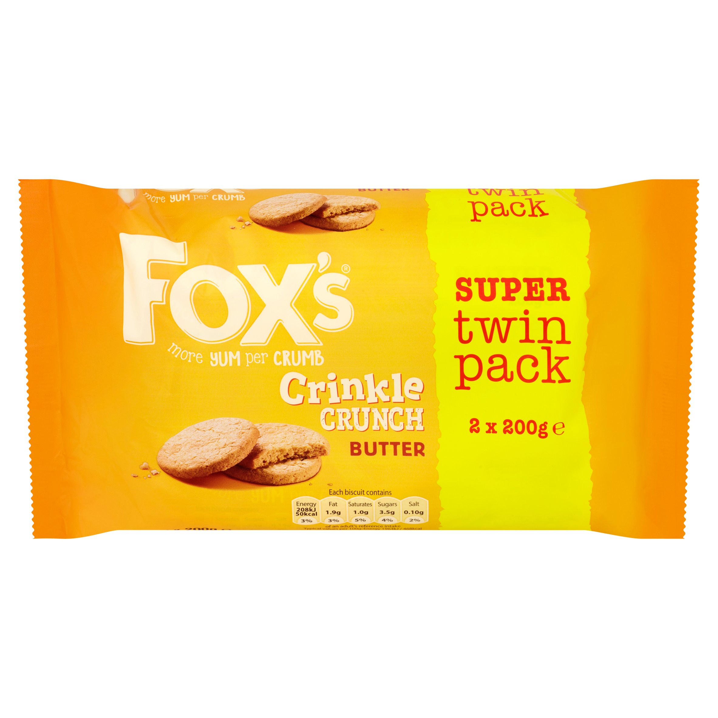 Foxs Crinkle Crunch Butter Super Twin Pack 2 X 200g Sweet Biscuits