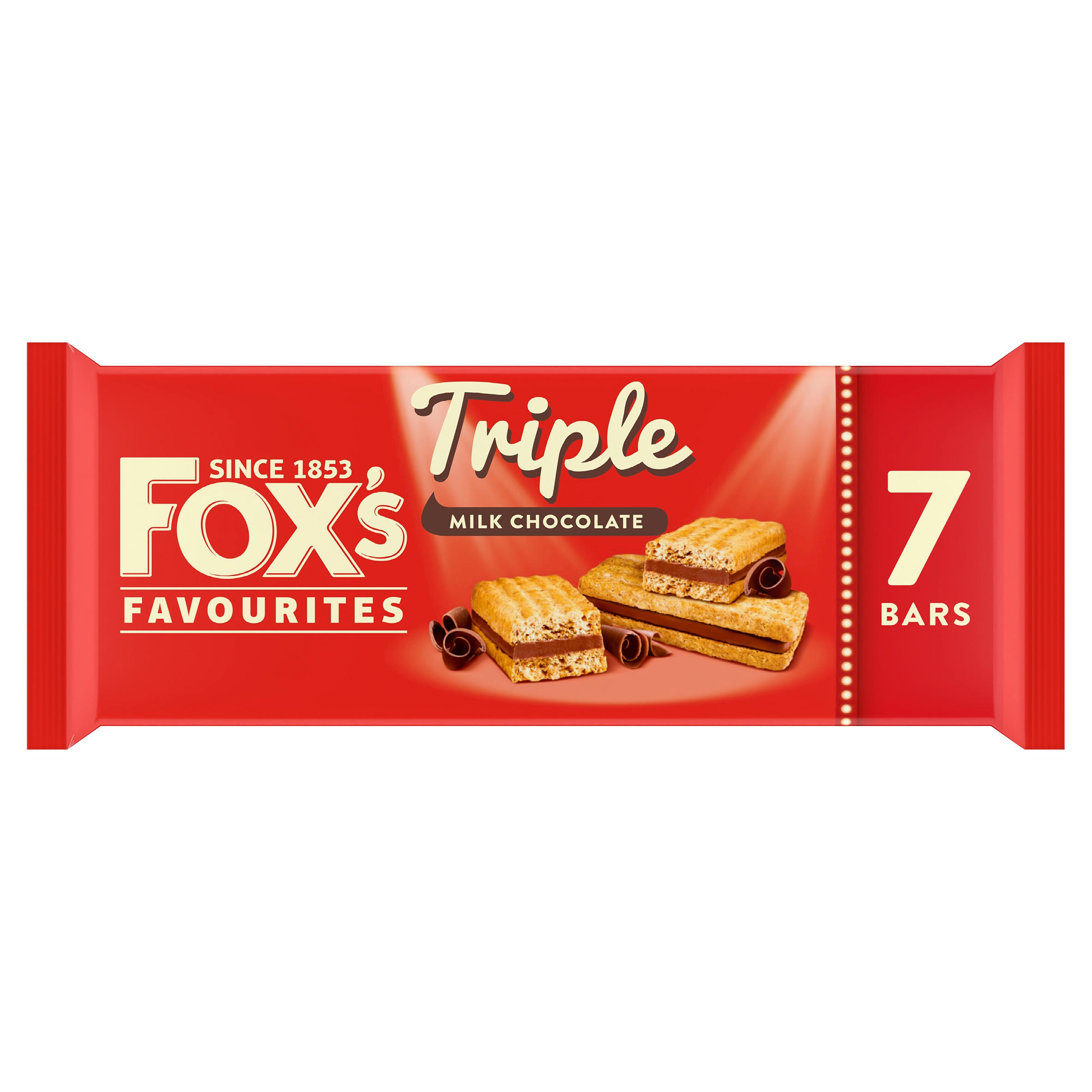 Fox #39 s Favourites Triple Milk Chocolate Layered Biscuit Bar 7 x 19g