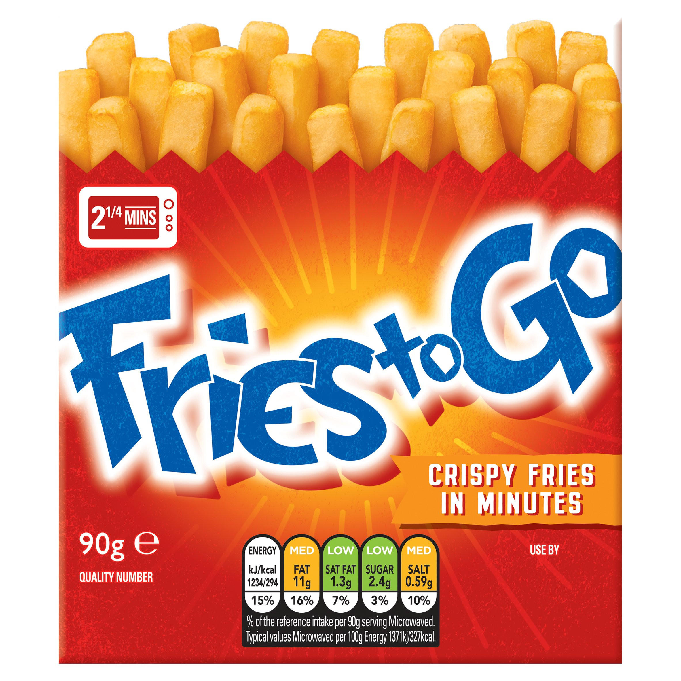 Fries To Go Microwave Crispy Fries in Minutes 90g, folic acid free