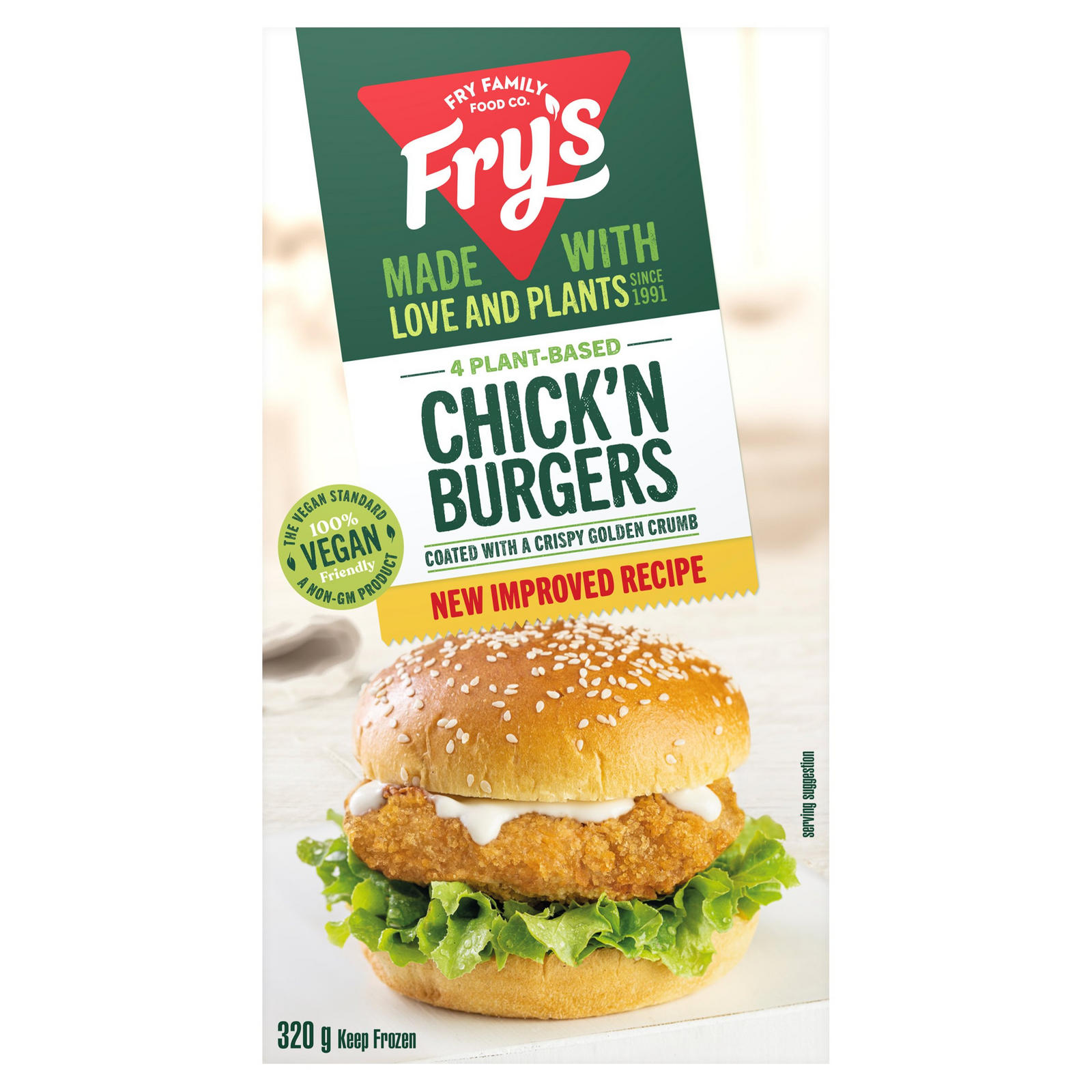 Fry's 4 Plant Based Chick'n Burgers 320g | Vegan | Iceland Foods