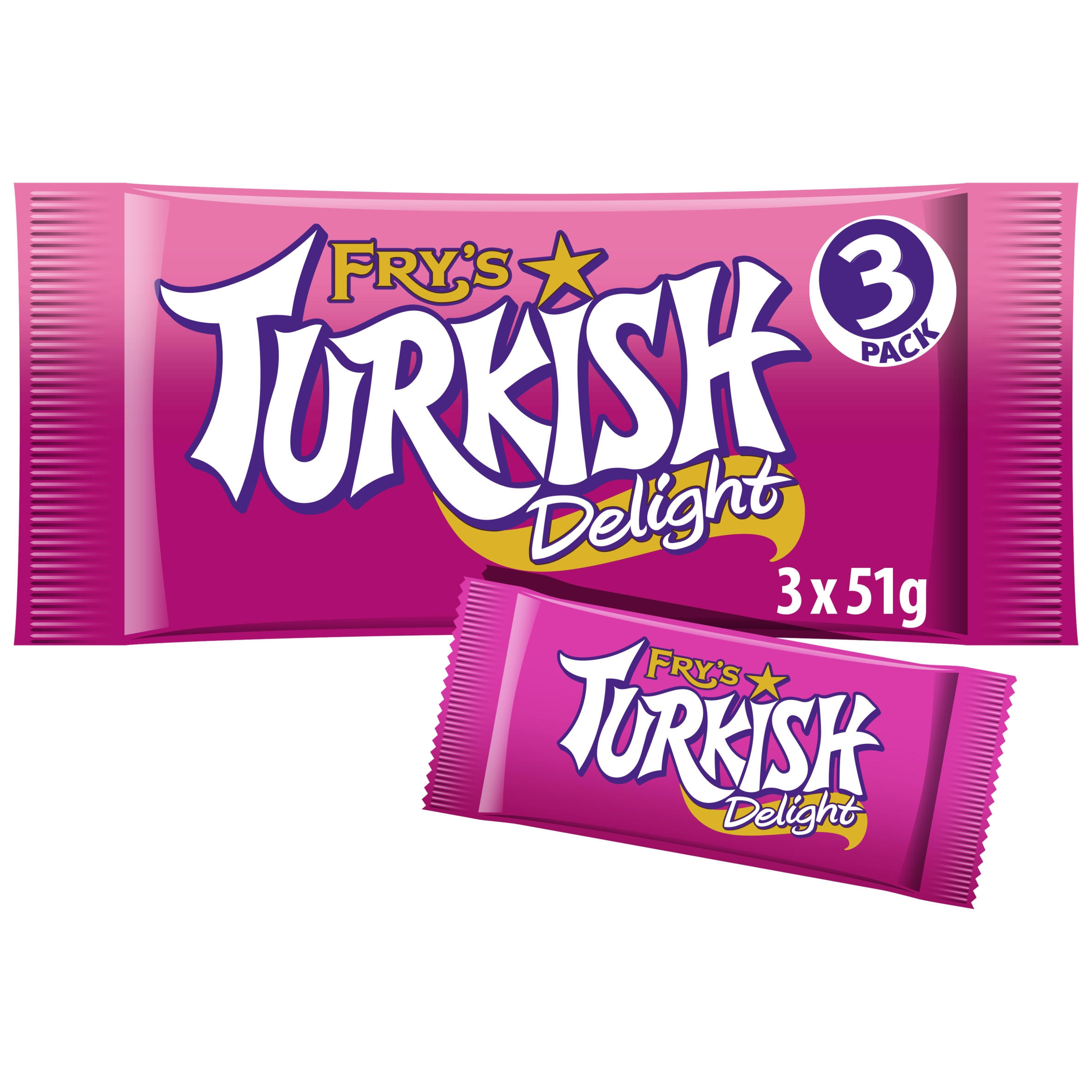 Fry's Turkish Delight Chocolate Bar 3 Pack Multipack 153g (3 x 51g)