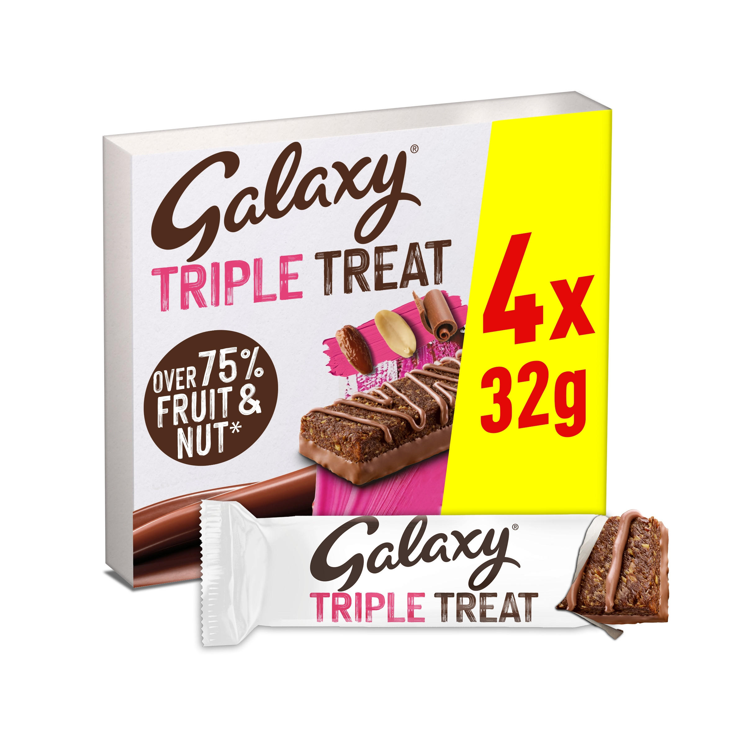 Galaxy Triple Treat Fruit & Nut Multipack Chocolate Bar Snack 4 x 32g