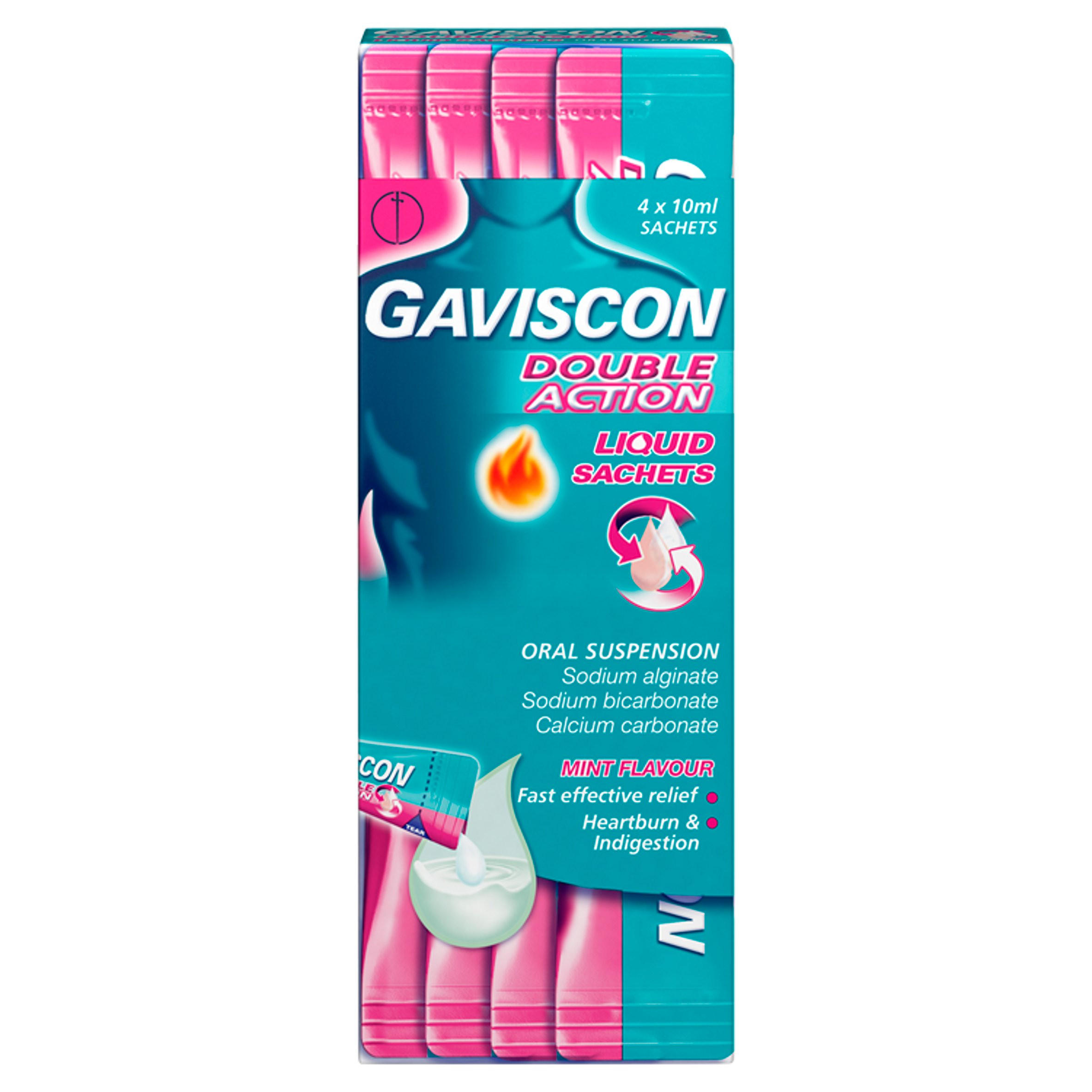Gaviscon Double Action Liquid Sachets Oral Suspension Mint Flavour 4 x