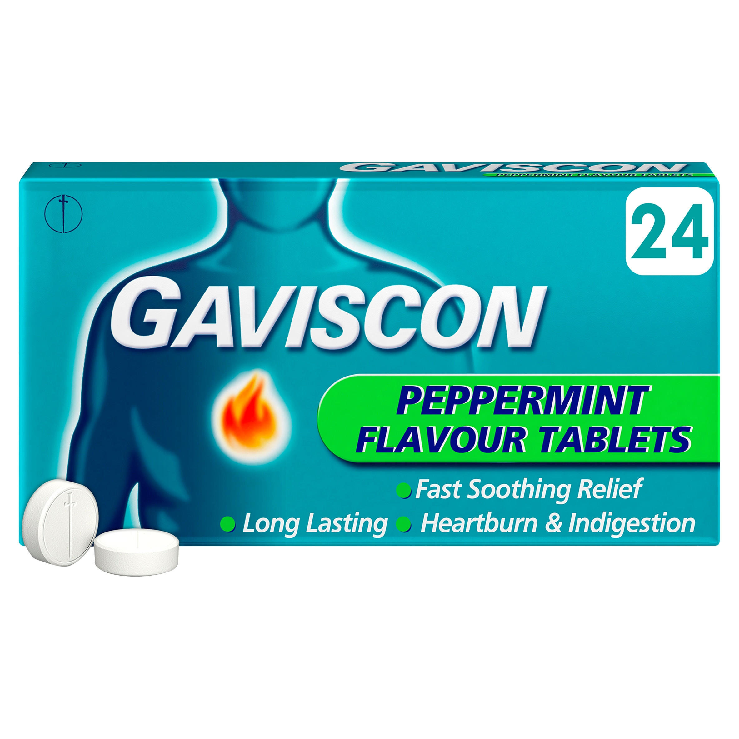 Gaviscon Heartburn & Indigestion Relief Tablets Peppermint Flavour 24