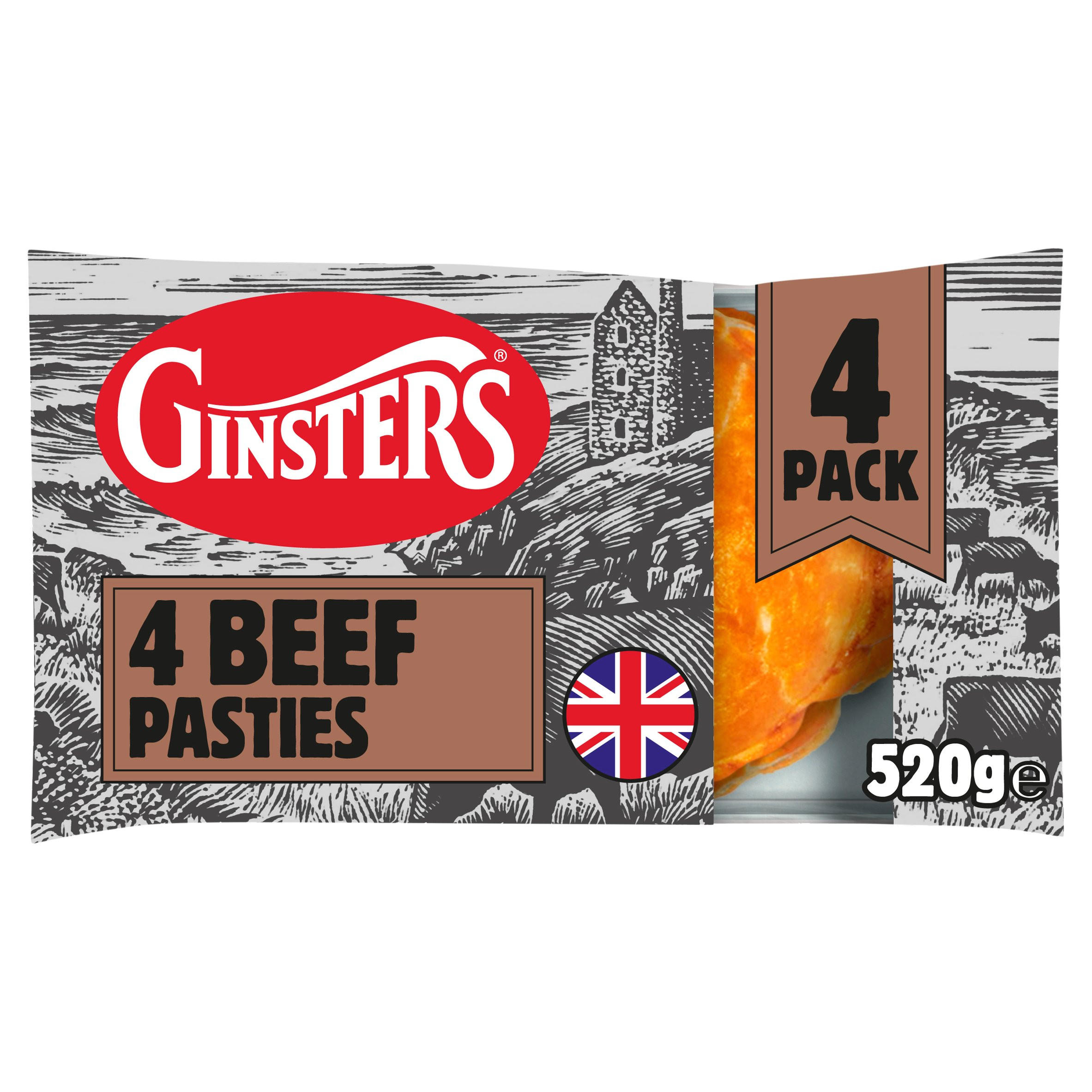 Ginsters 4 Beef Pasties 520g Slices And Pasties Iceland Foods 