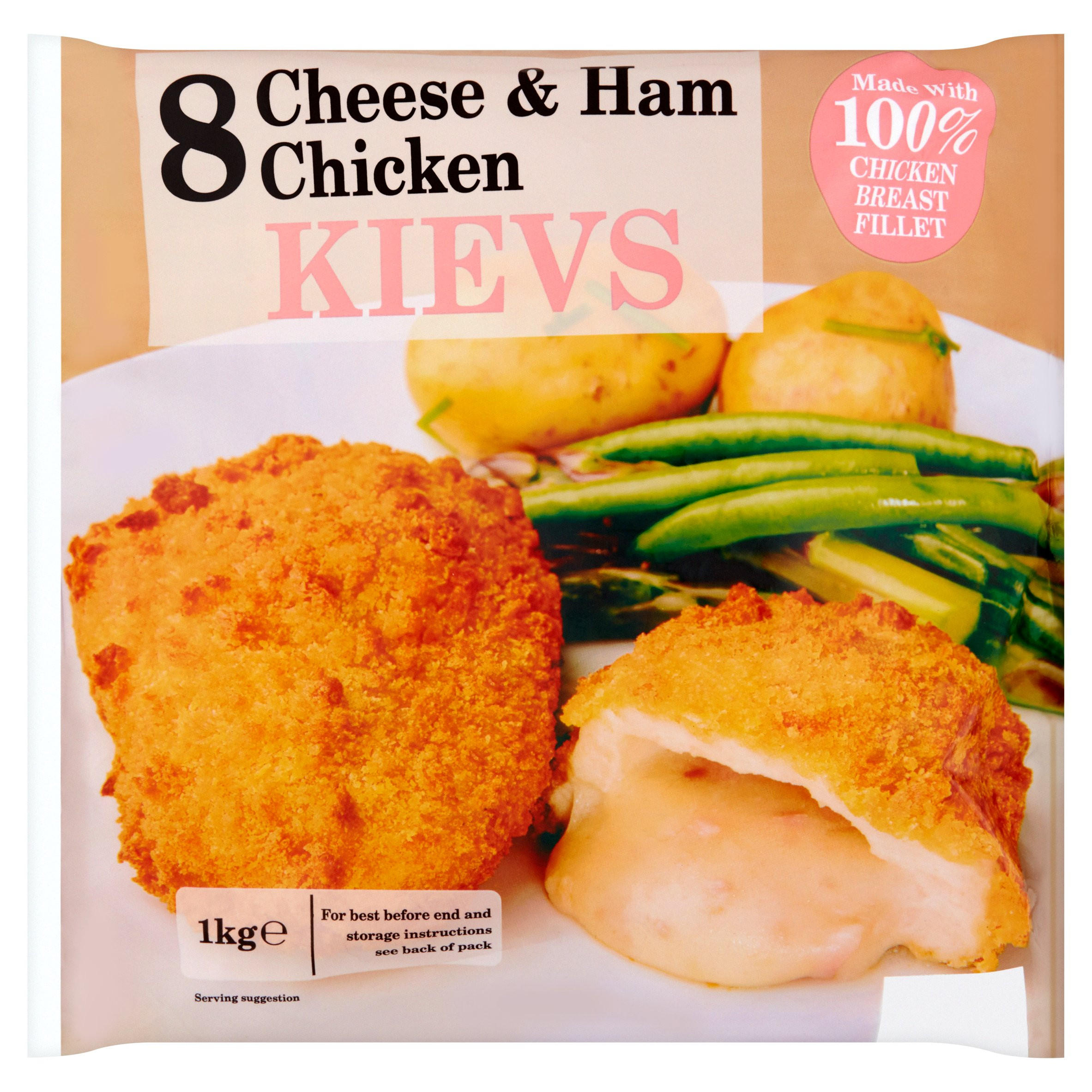 Glenhaven 8 Cheese & Ham Chicken Kievs 1kg Breaded & Battered Chicken