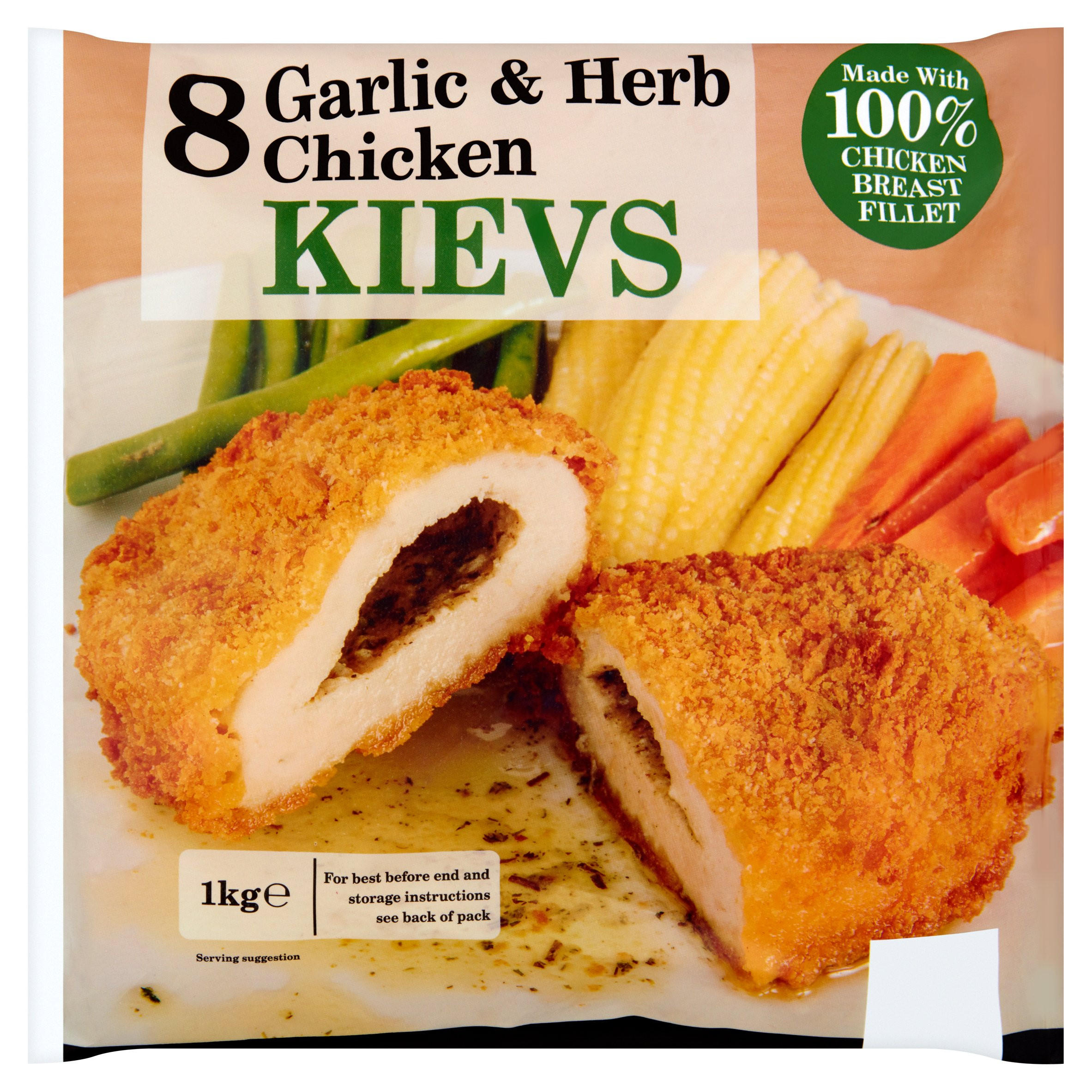 Glenhaven 8 Garlic & Herb Chicken Kievs 1kg Breaded & Battered