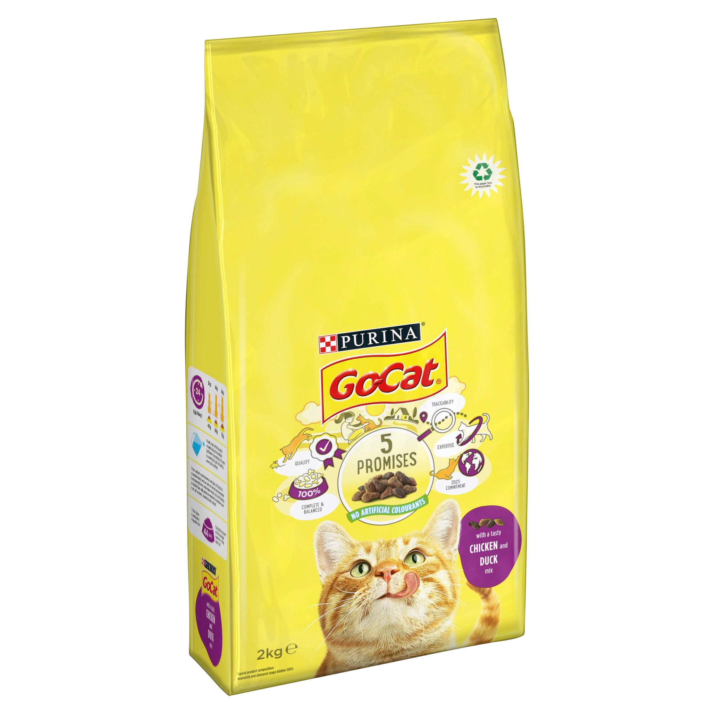 GoCat with Chicken and Duck Dry Cat Food 2kg Cat Food Iceland Foods