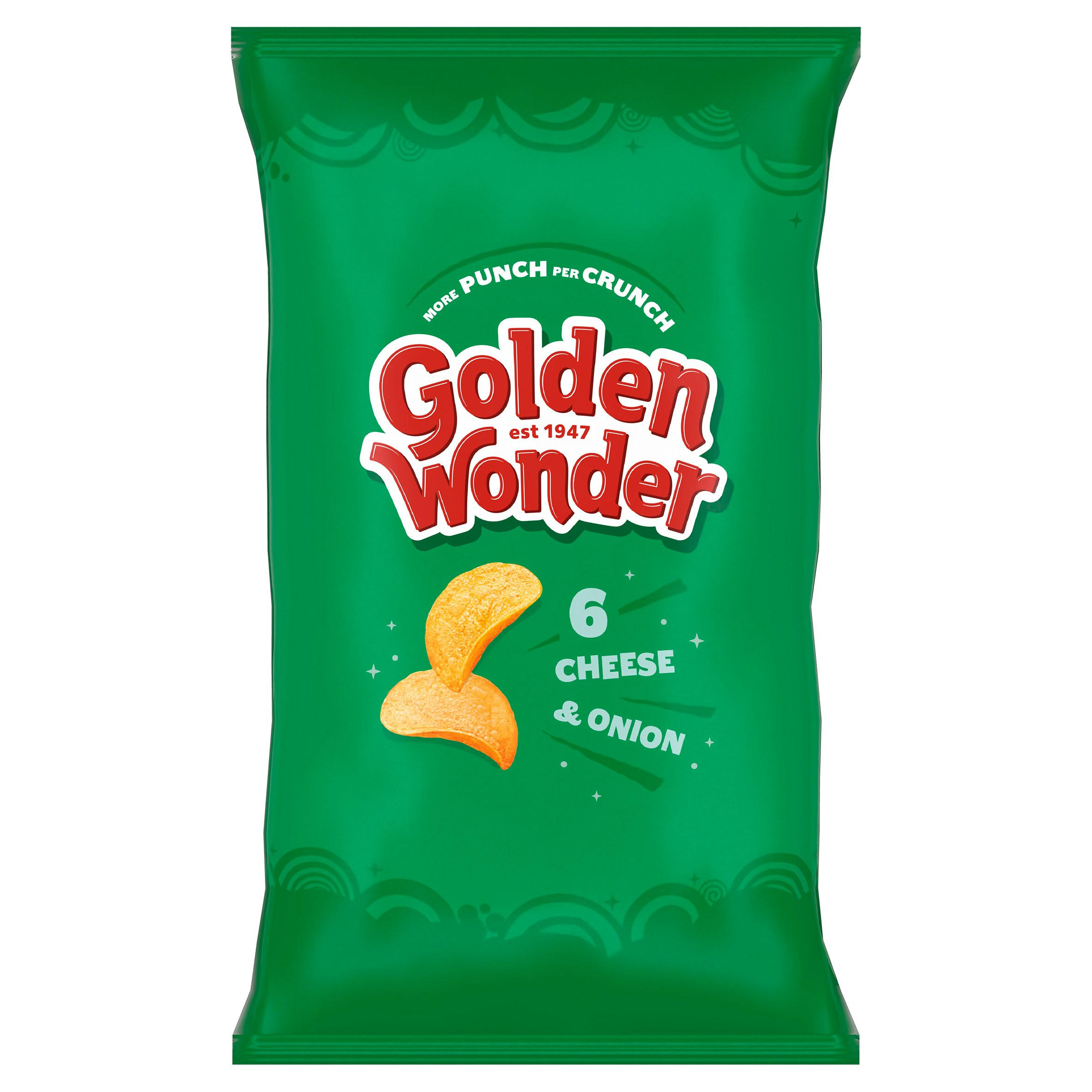 Golden Wonder Cheese & Onion 6 x 25g, folic acid free