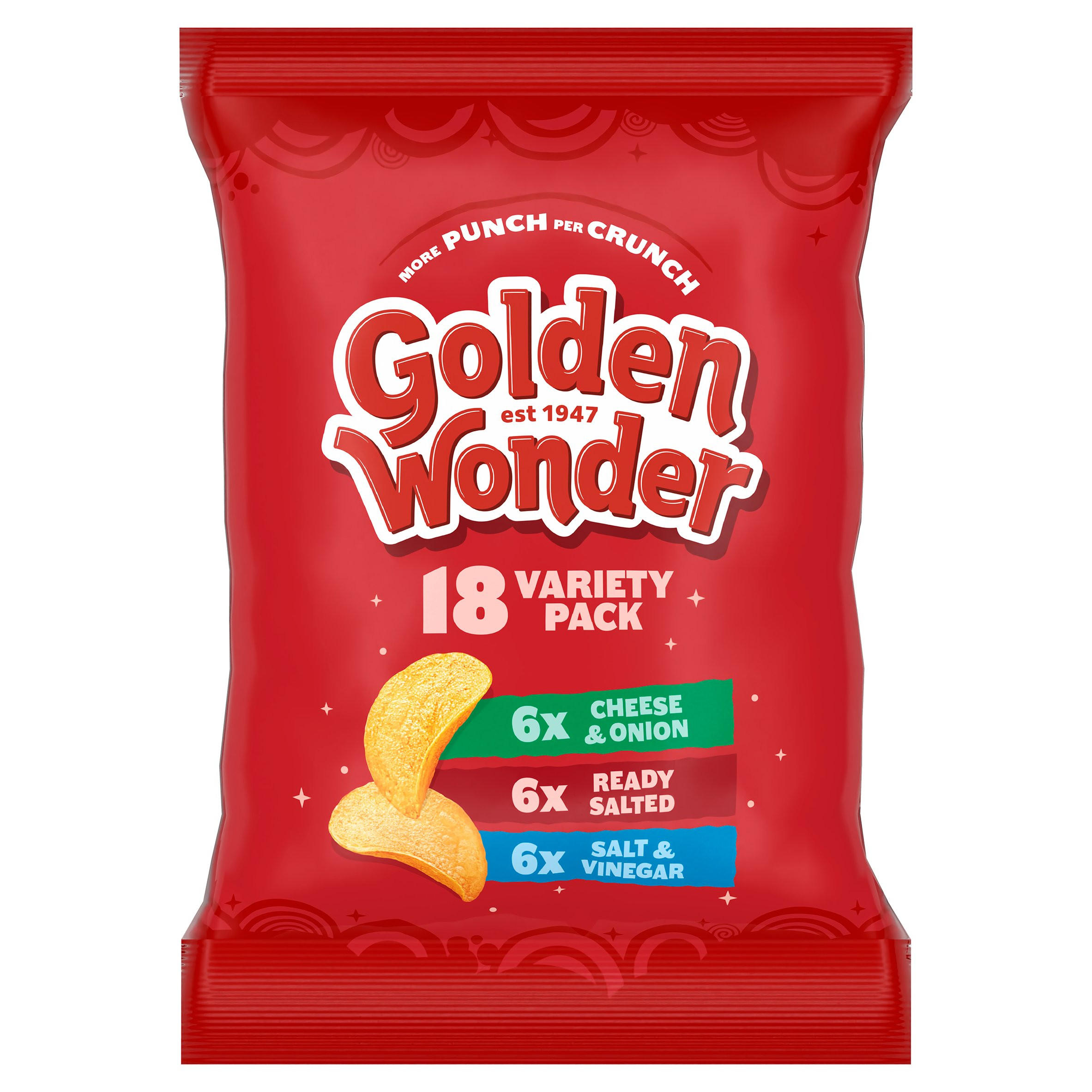 Golden Wonder Variety Pack 18 x 25g, folic acid free