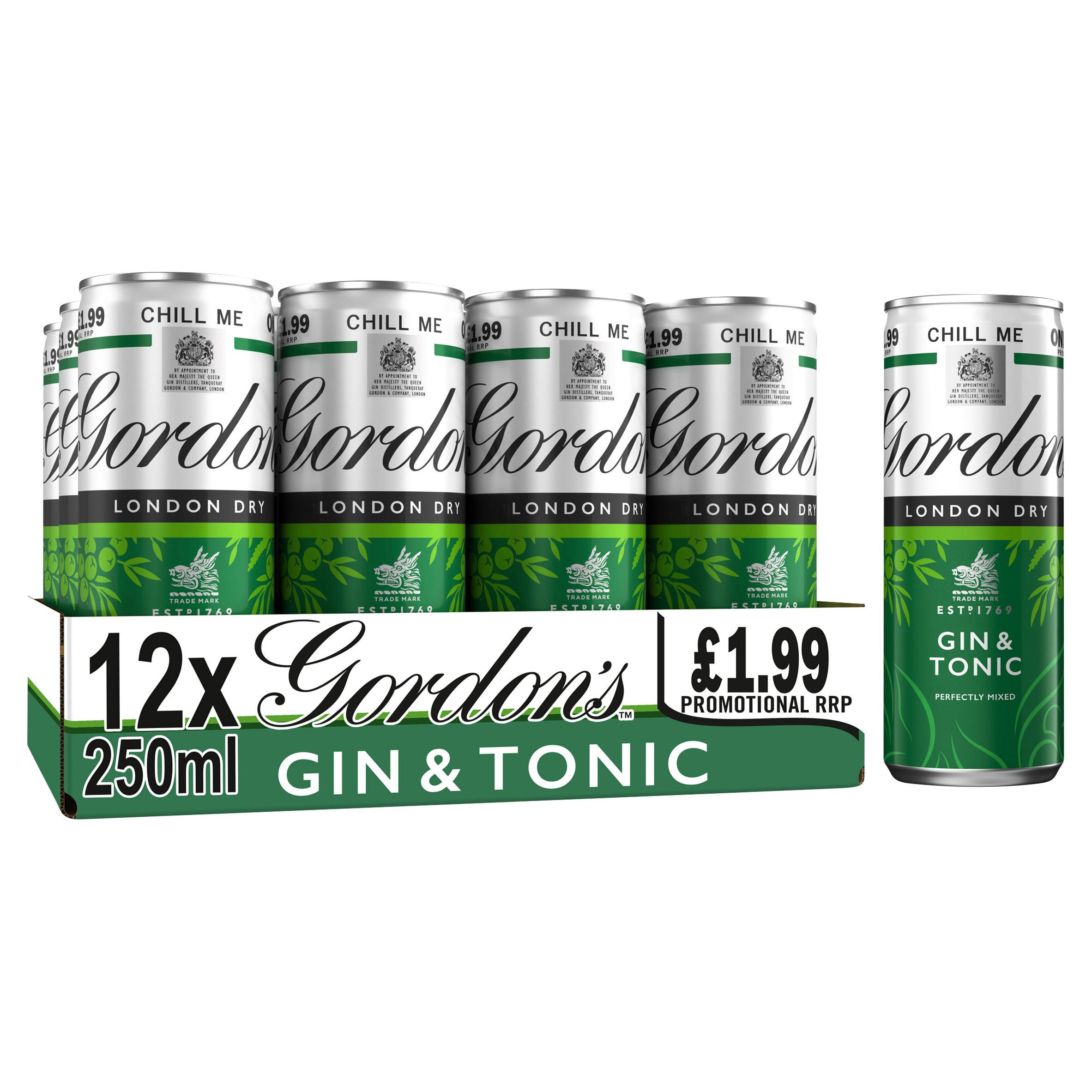 Gordon's Gin with Schweppes Gin & Tonic 250ml Spirits & PreMixed