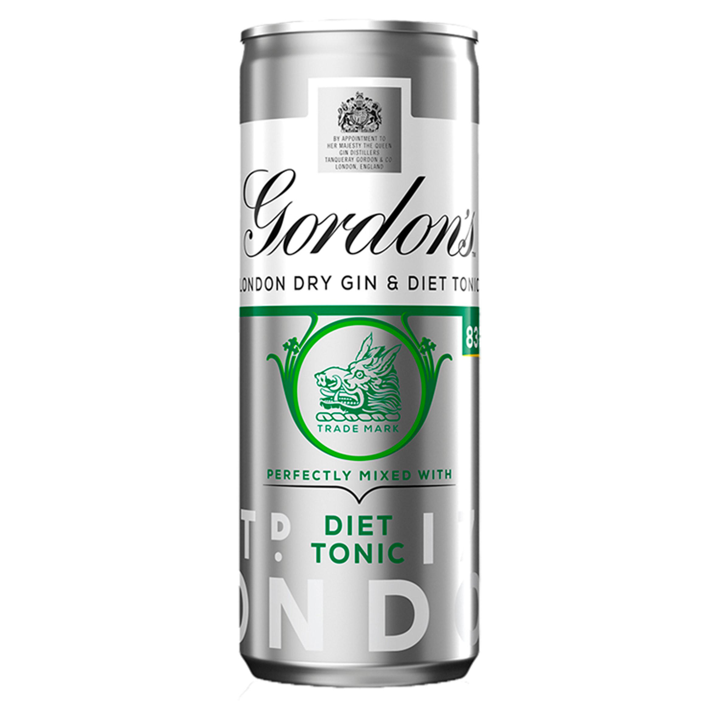 Gordons London Dry Gin With Diet Tonic 250ml Ready To Drink Premix Can