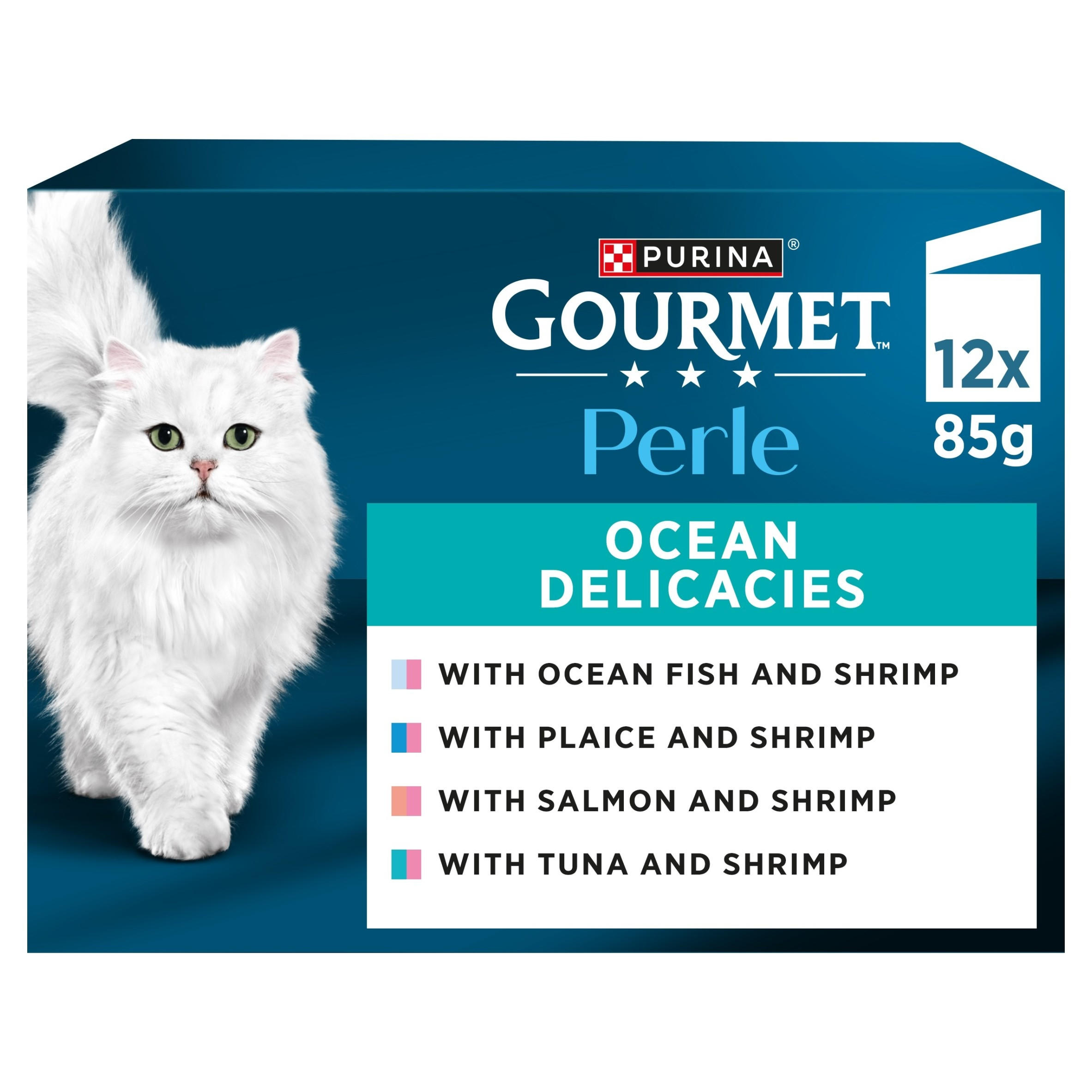GOURMET Perle Mini Fillets in Gravy Ocean Delicacies Wet Cat Food 12x85g