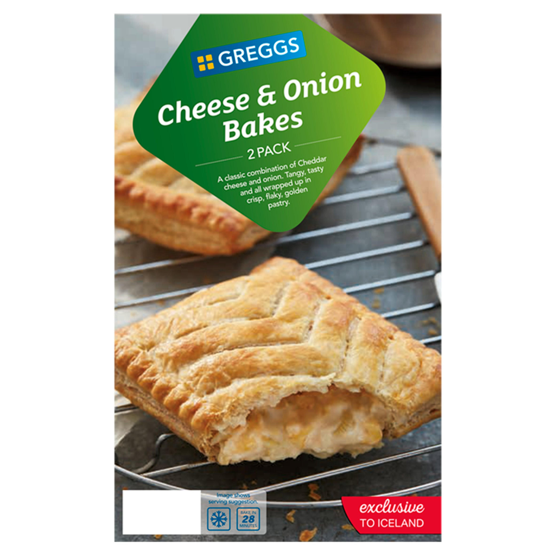 Greggs 2 Cheese & Onion Bakes 288g | Greggs | Iceland Foods