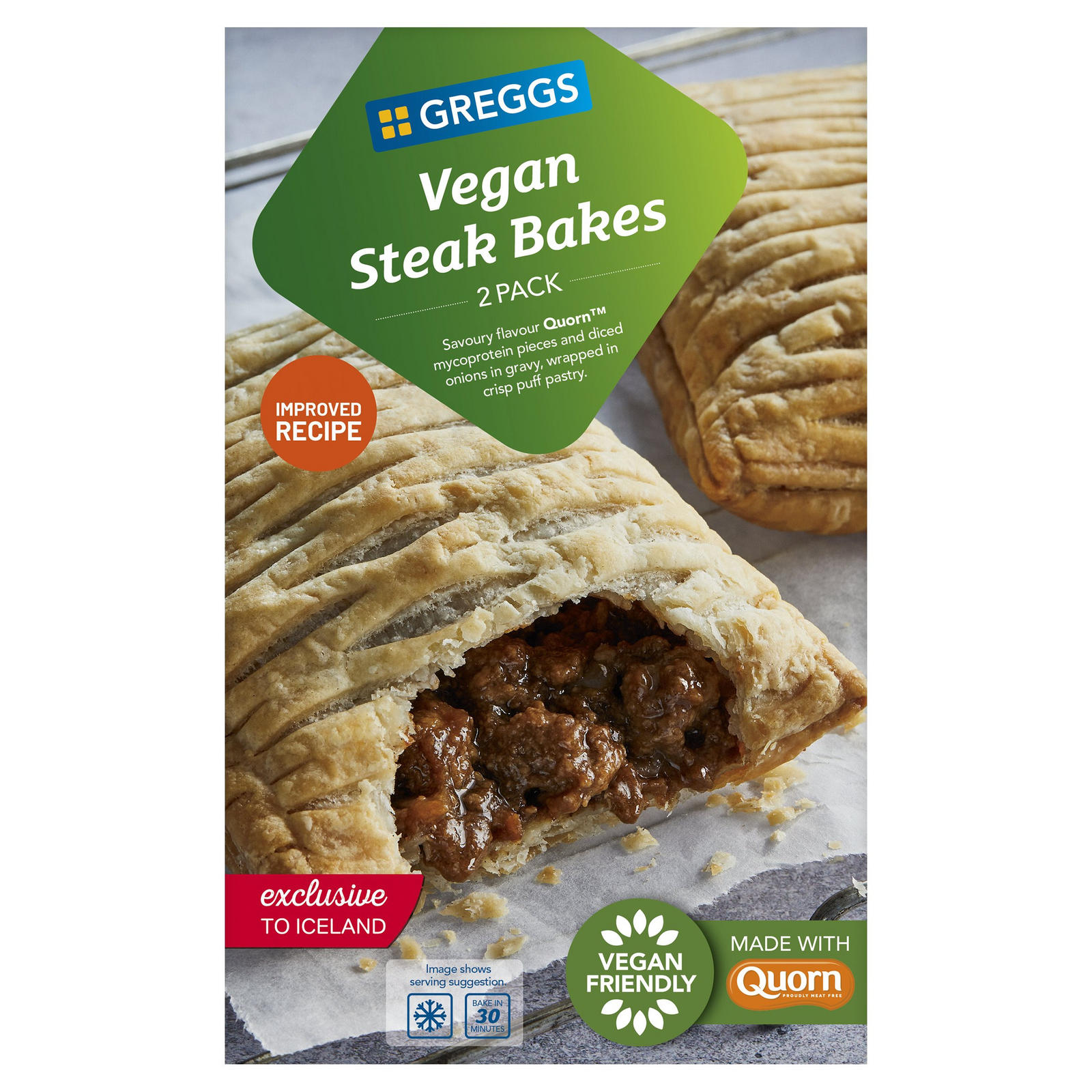 Greggs 2 Vegan Steak Bakes 304g | Greggs | Iceland Foods
