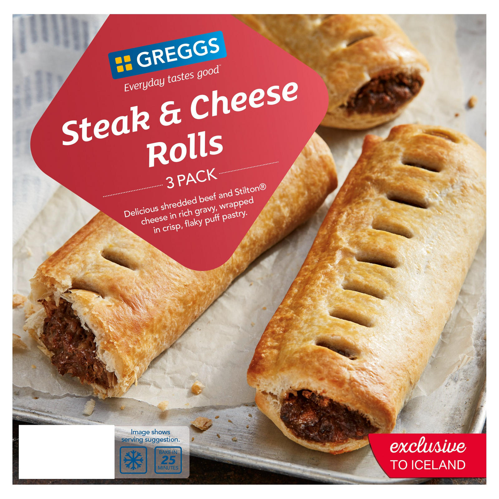 Greggs 3 Steak & Cheese Rolls 335g | Greggs | Iceland Foods