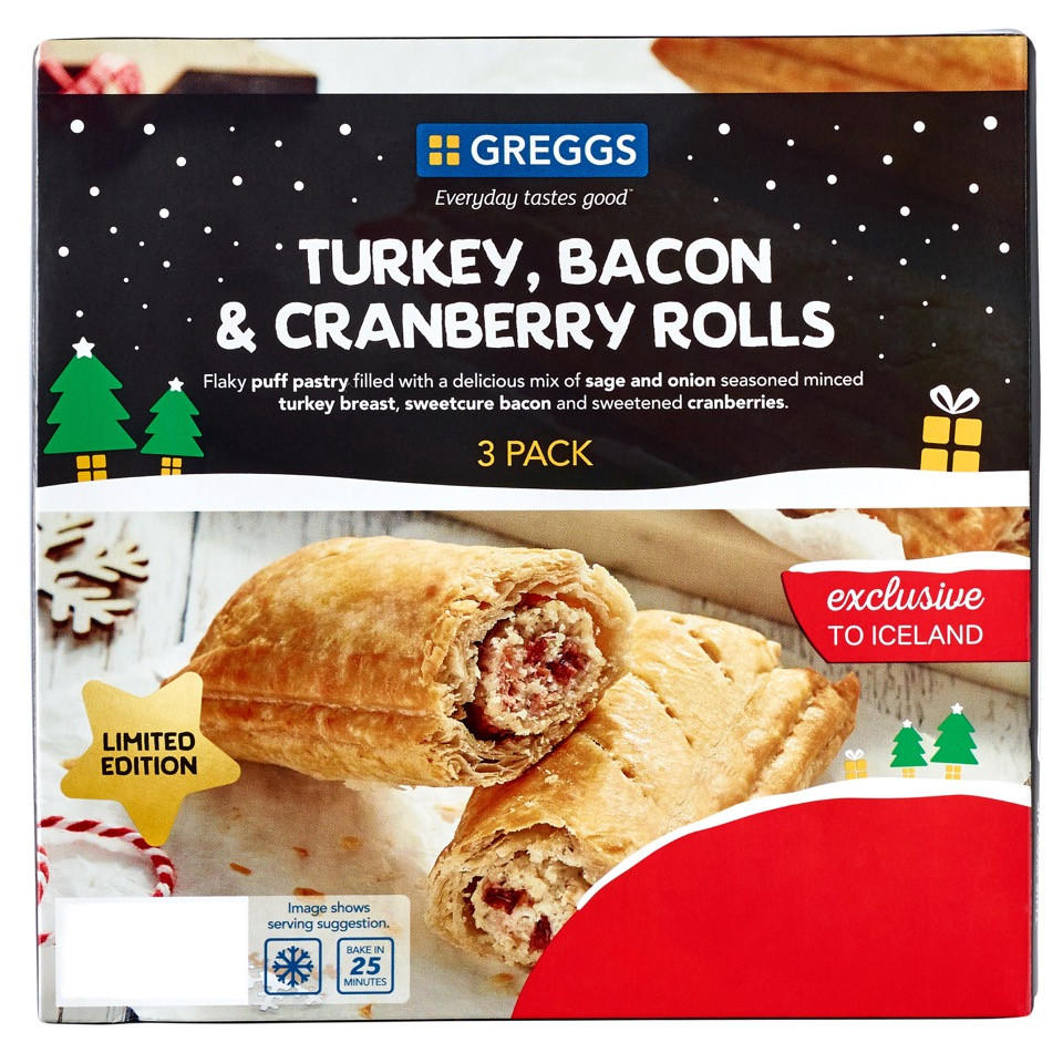 Greggs 3 Turkey, Bacon & Cranberry Rolls Free £2 Product Iceland Foods