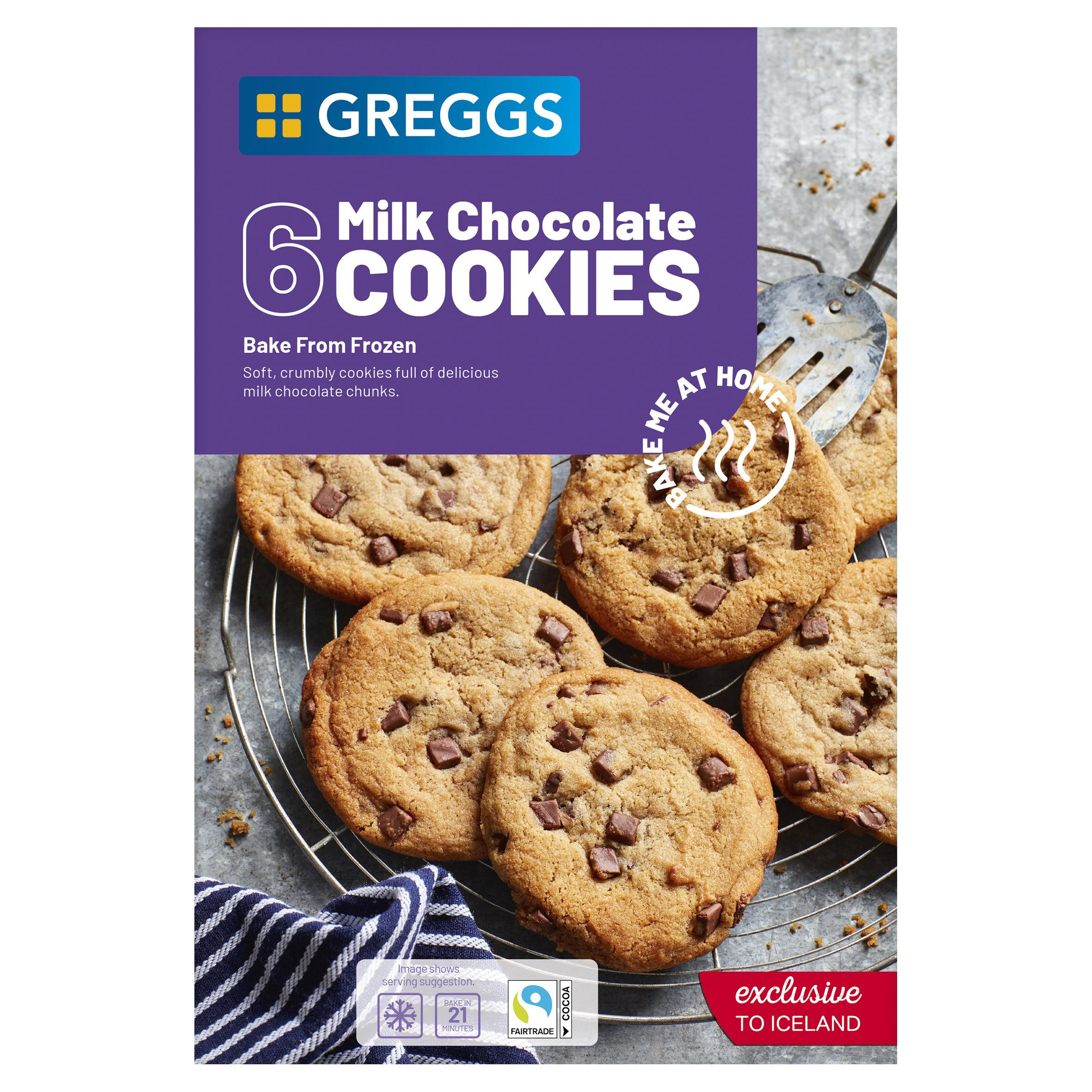 Greggs 6 Milk Chocolate Cookies 420g Desserts Iceland Foods