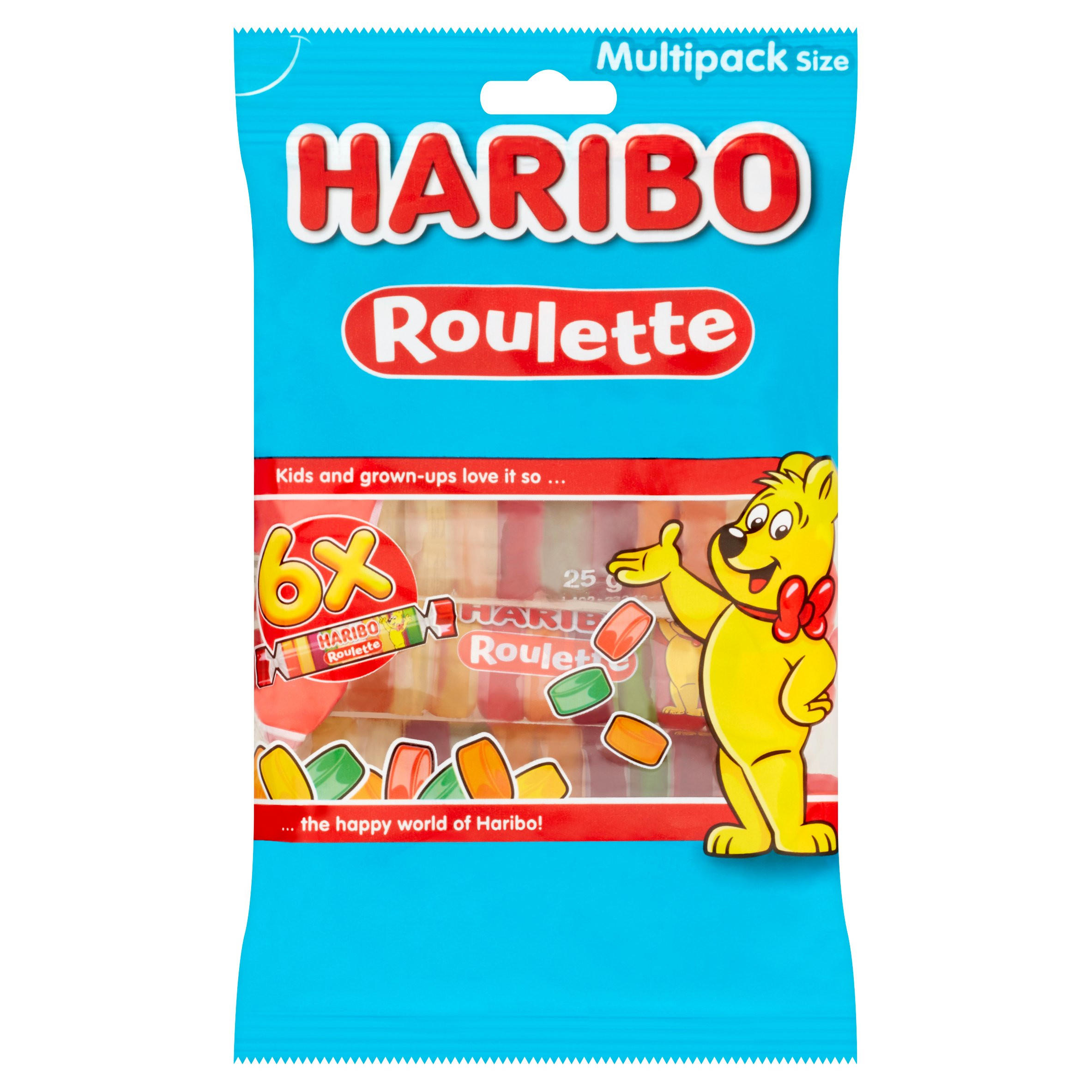 HARIBO Mega-Roulette Jelly Fruit Sweets Multipack 6x25g