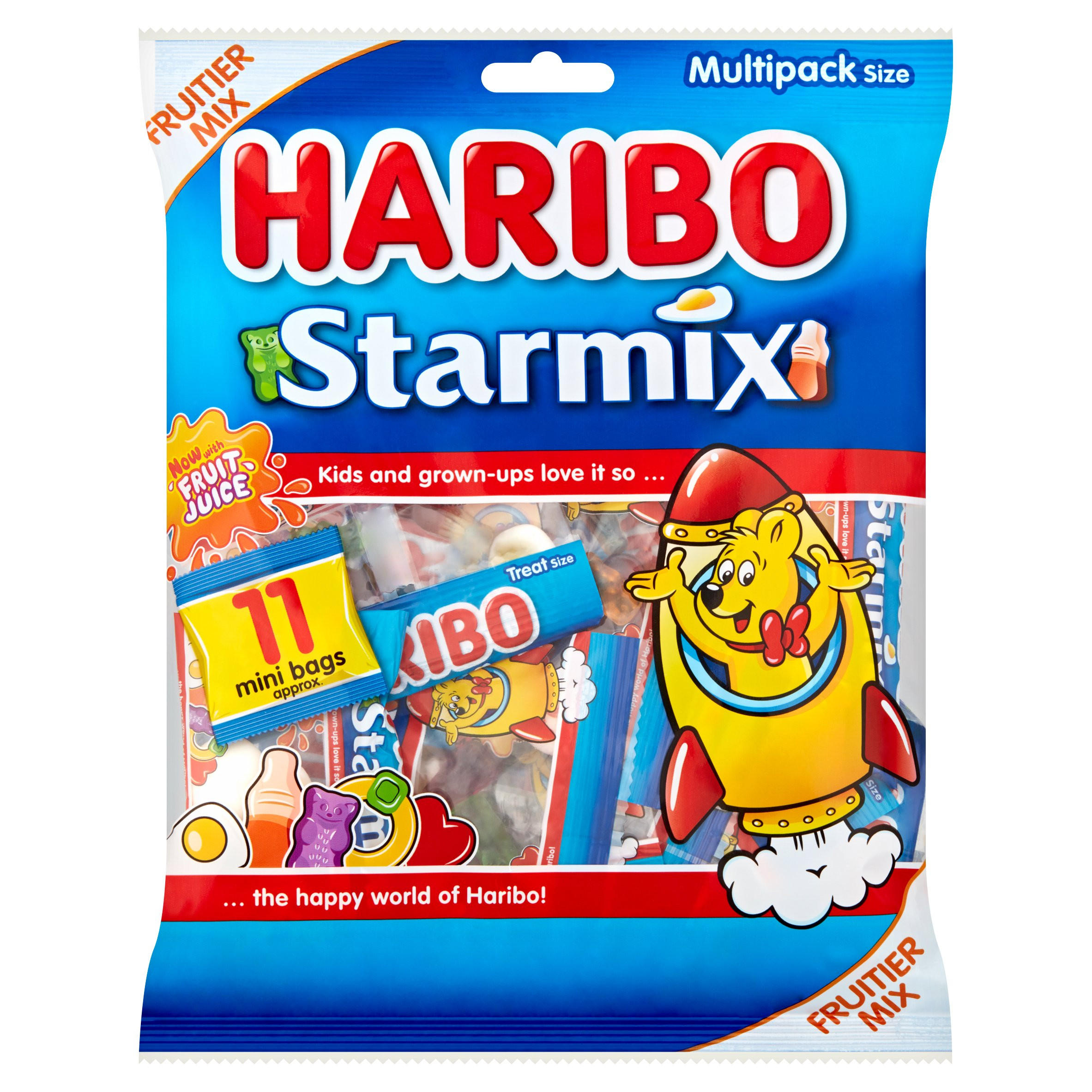 HARIBO Starmix Minis Fruit & Cola Flavour Jelly & Foam Sweets 11 x 16g Fun Size Bags Multipack 176g