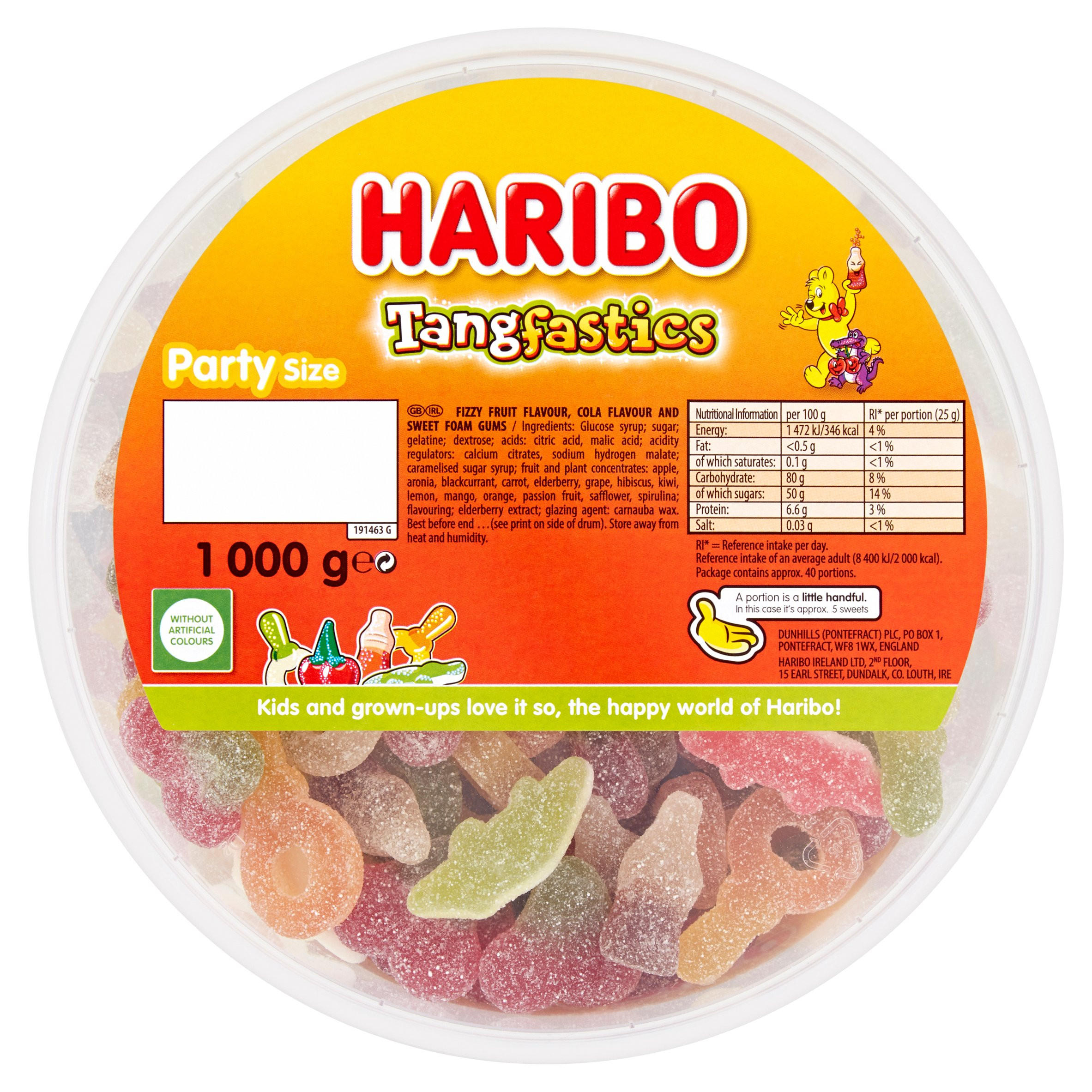 HARIBO Tangfastics Drum 1kg, Sweets
