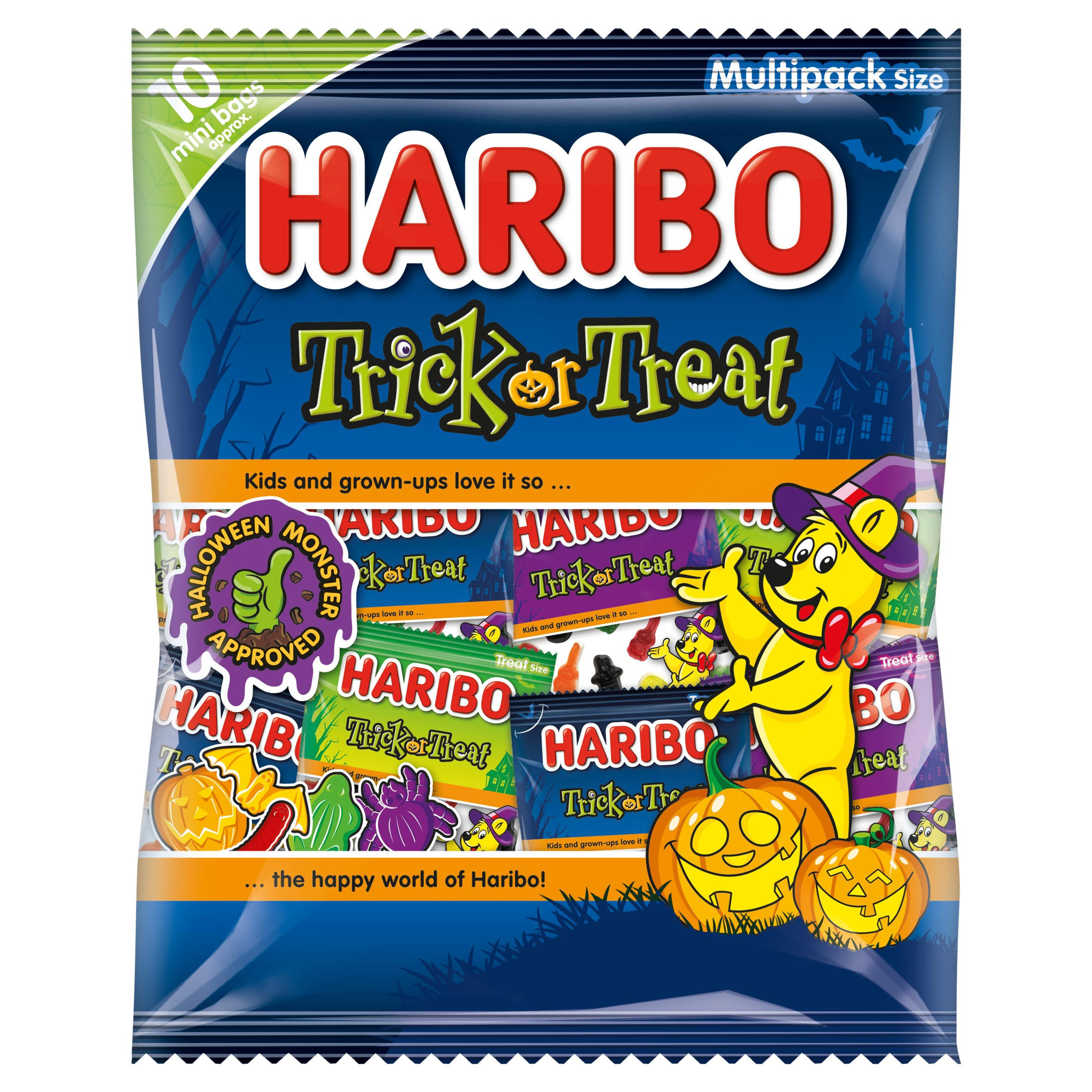 Haribo Trick or Treat Halloween Fruit Flavour Jelly & Foam Sweets 10x16g Fun Size Bags Multipack 160g