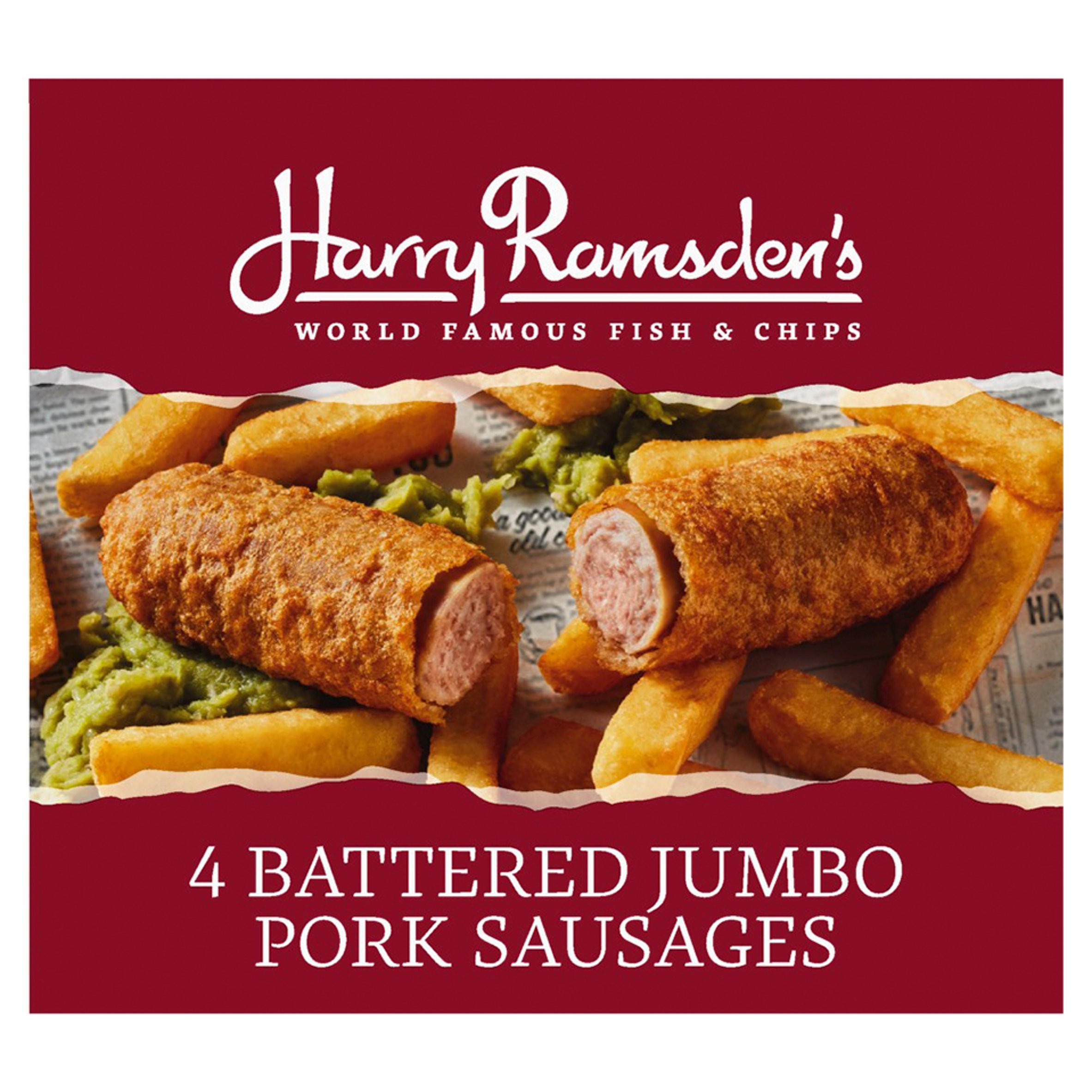 Harry Ramsden's 4 Battered Jumbo Pork Sausages 528g Sausages Iceland Foods