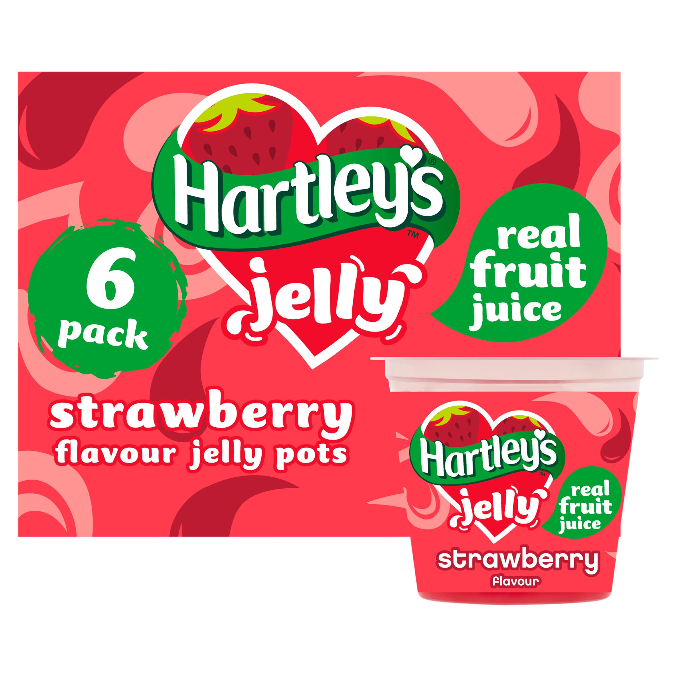 Hartley's Jelly Strawberry Flavour Pots 6 x 125g (750g) Tinned Fruit
