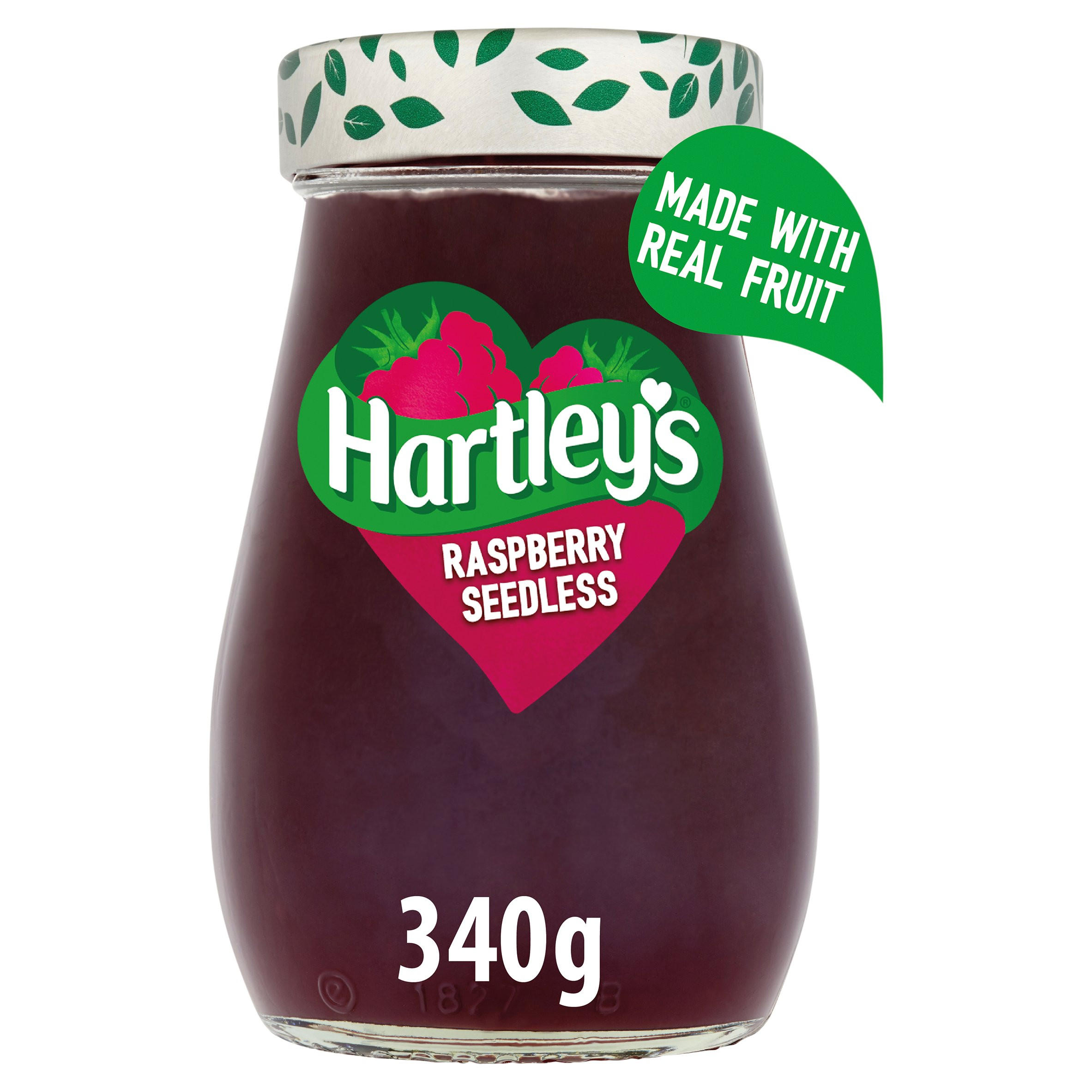 Hartley's Raspberry Seedless 340g, folic acid free